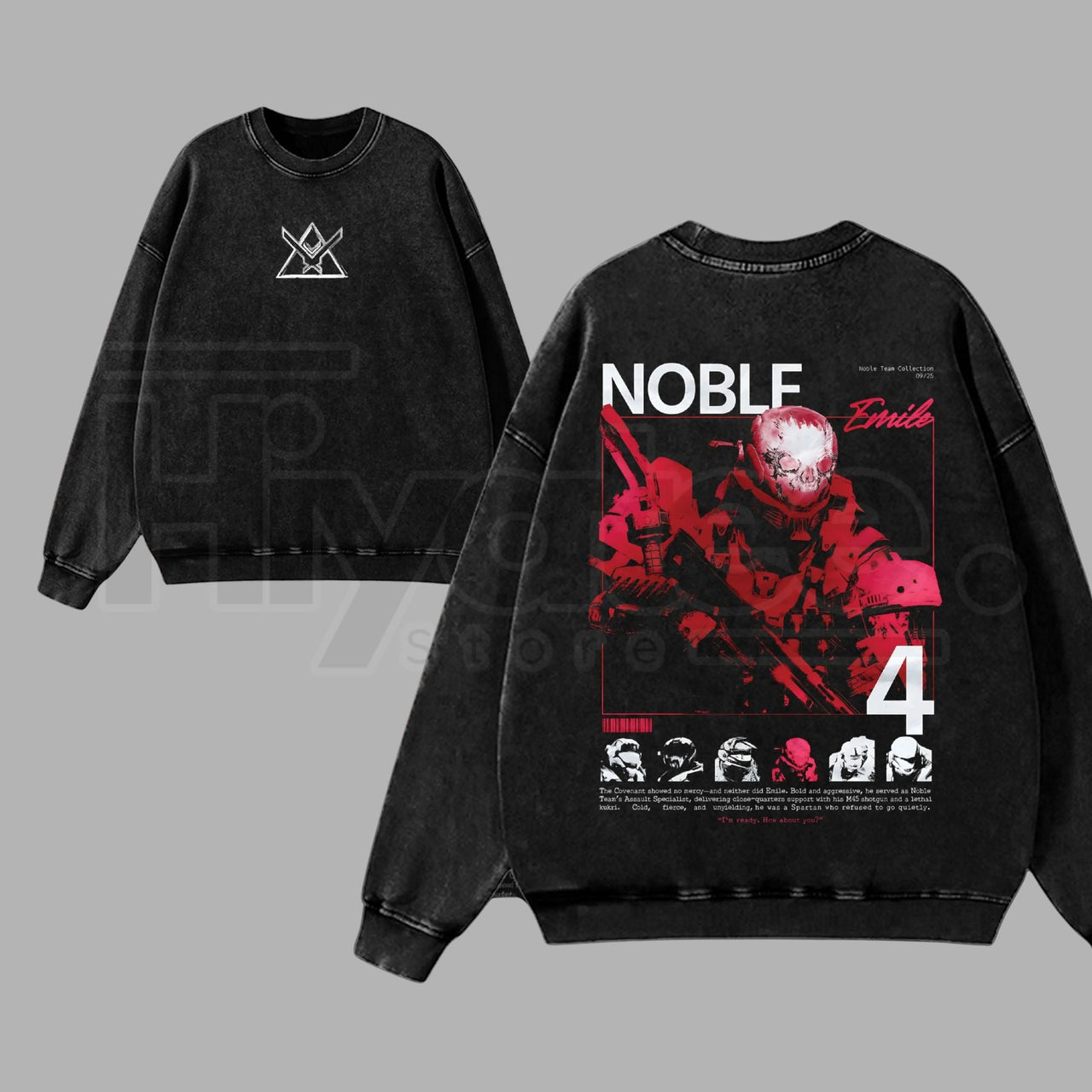 Noble Team Remember Reach Vintage Washed – RPG Game Graphic Streetwear