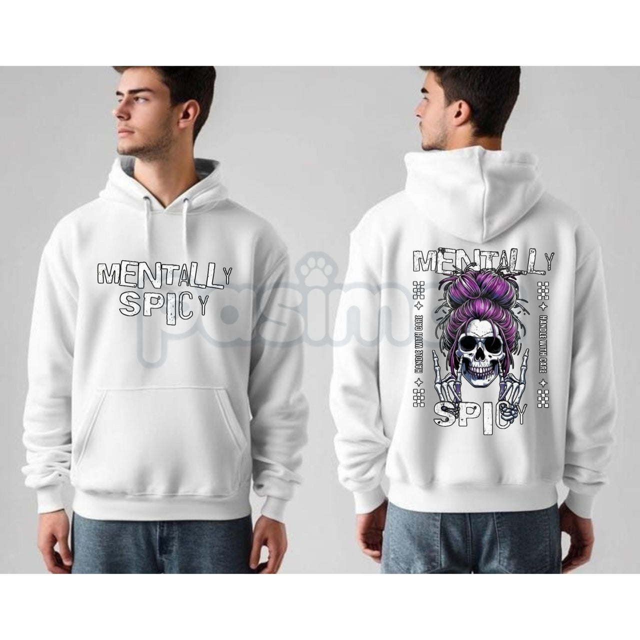 Spicy Brain Skull Hoodie – Dark Aesthetic Neurodivergent Streetwear, Grunge Mental Health Pullover, Unisex Vintage Wash