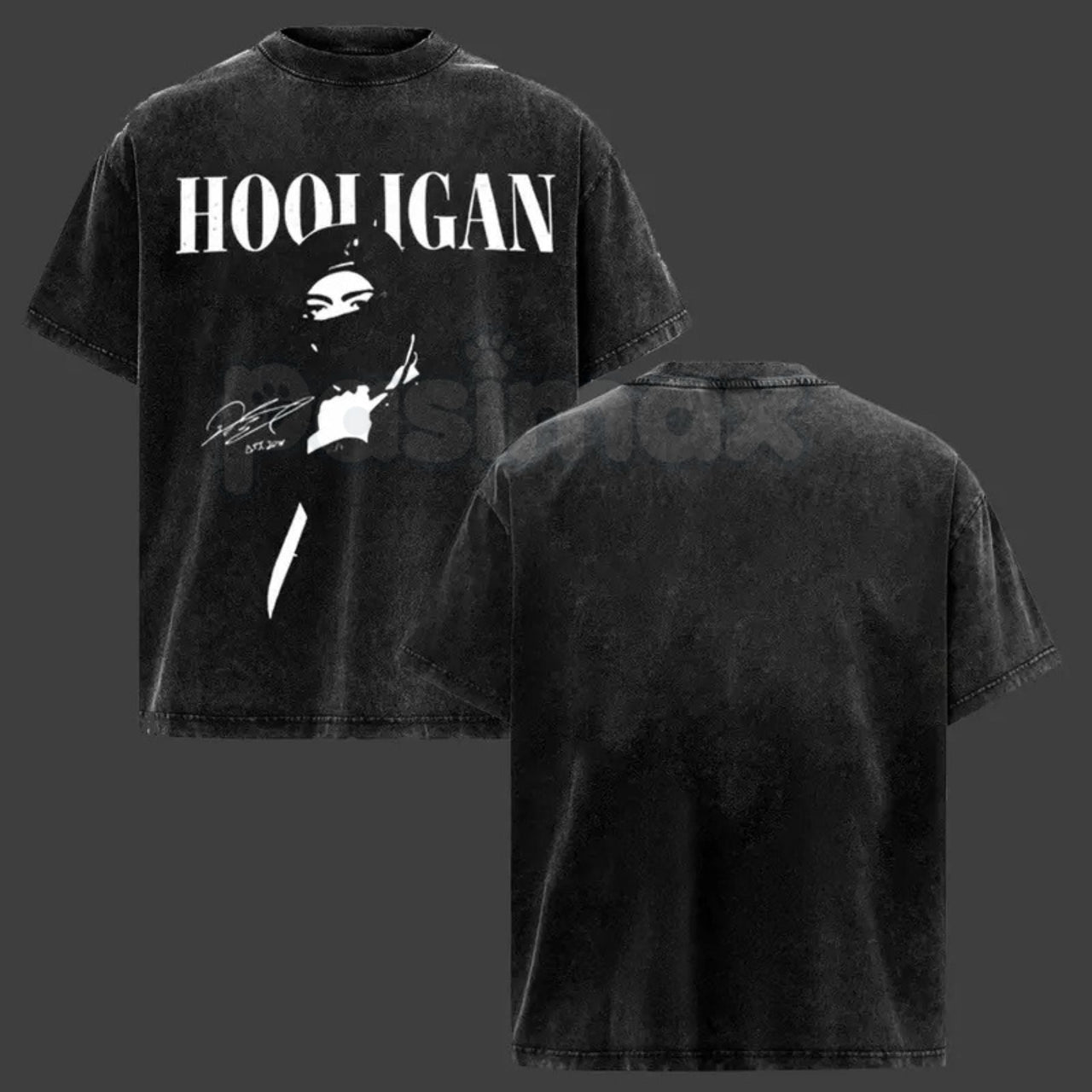 Hooligan Vintage Washed T-Shirt – Retro Distressed Graphic Tee, Lightweight Cotton Underground Streetwear Top
