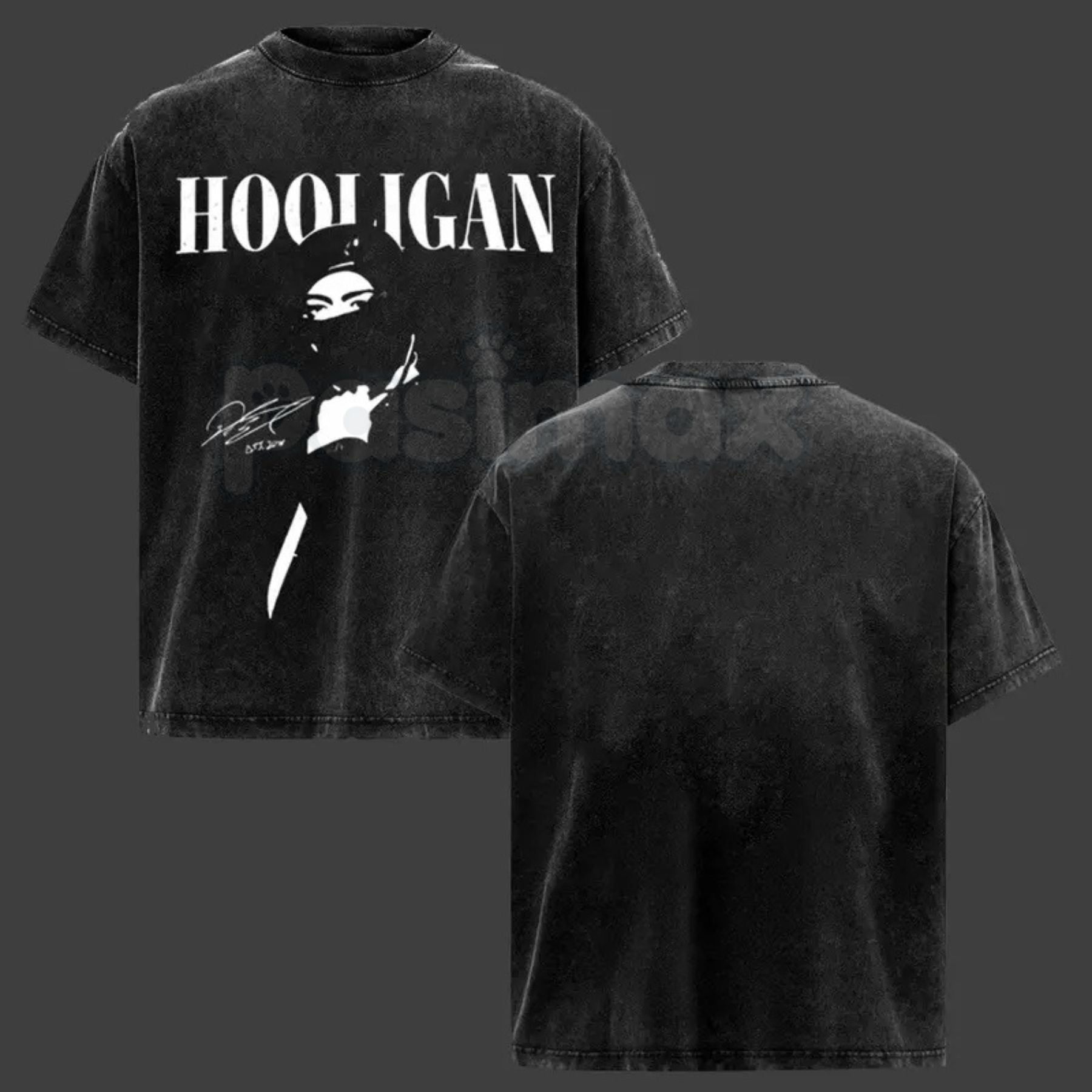 Hooligan Vintage Washed T-Shirt – Retro Distressed Graphic Tee, Lightweight Cotton Underground Streetwear Top