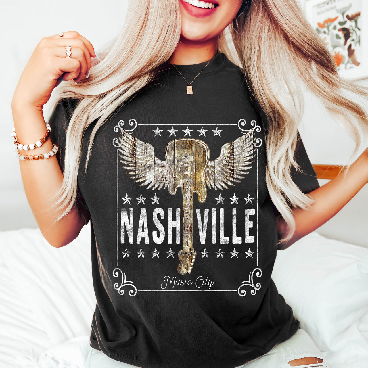 Nashville Music City Guitar Comfort Colors Tee