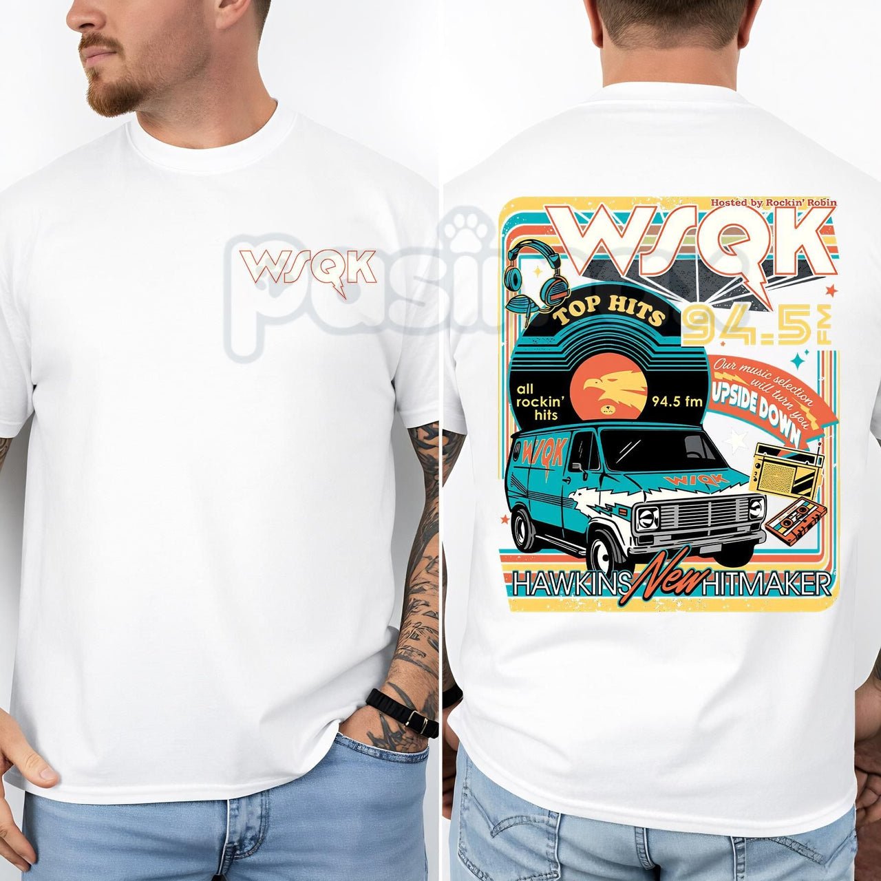 WSQK Hawkins Hellfire Club T-Shirt - Vintage 80s Radio Style Graphic Tee, Funny Tabletop Gaming Fantasy Shirt, Eddie Munson Inspired Hawkins Fan Apparel