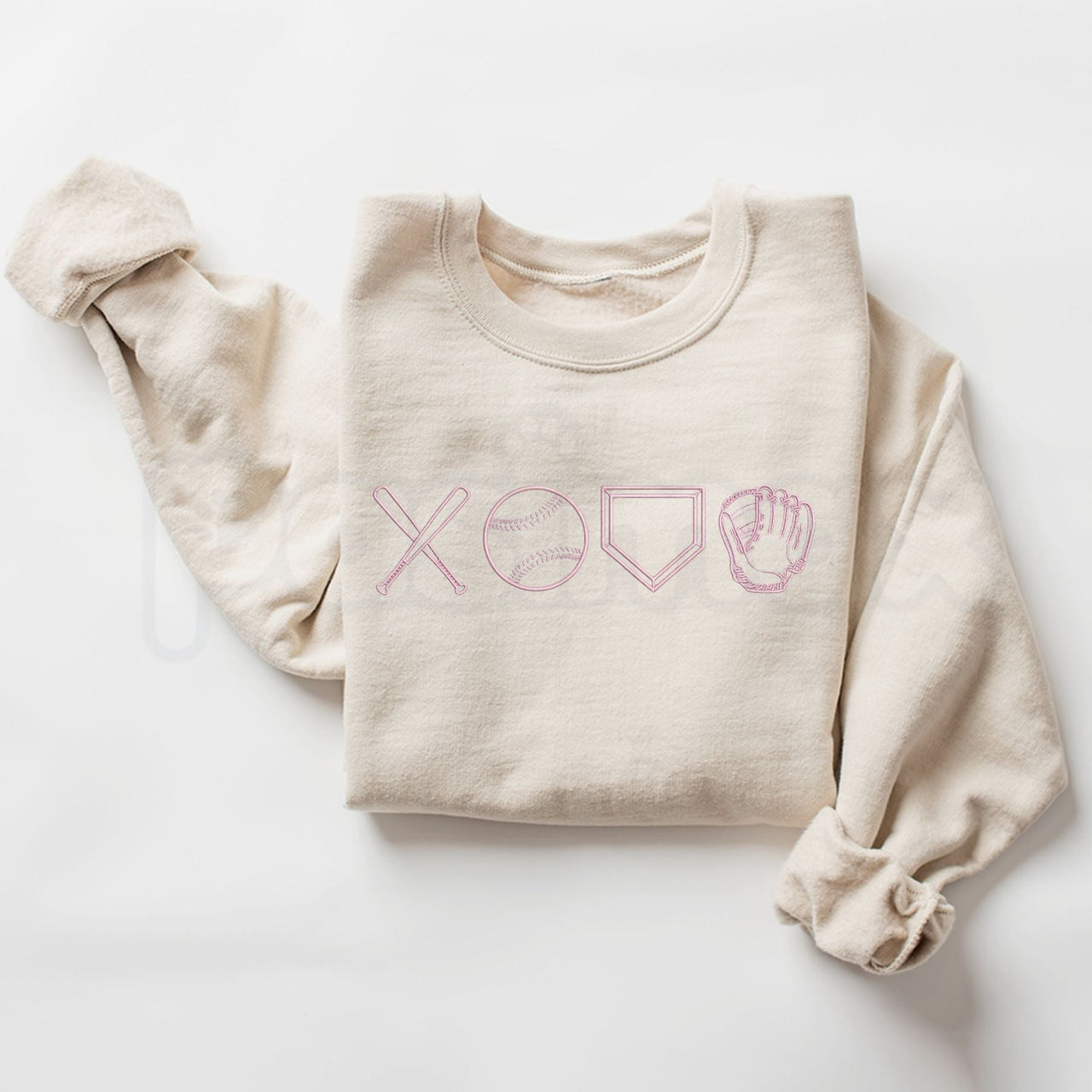 Baseball XOXO Icons Embroidered Sweatshirt – Cute Game Day Sports Crewneck
