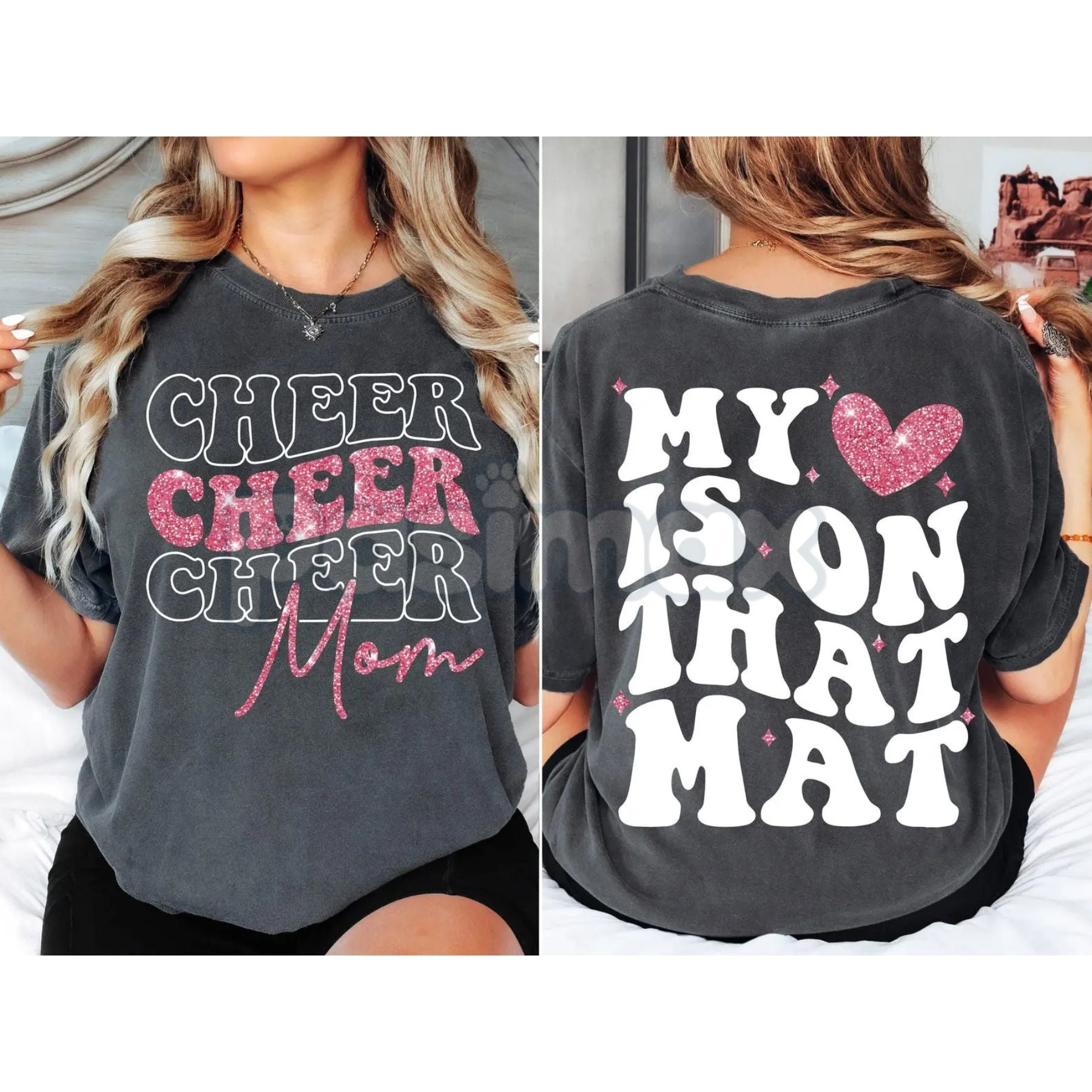 Cheer Mom Game Day T-Shirt - Sparkly Cheerleader Competition Tee, Proud Cheer Mom Sidekick Shirt, Retro Aesthetic Cheer Spirit Apparel