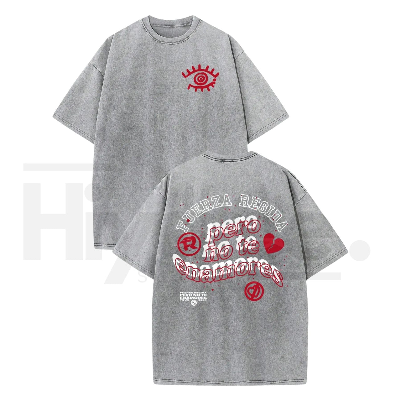 Vintage Latin Eye Graphic Washed T-Shirt – Y2K Oversized 230g Cotton Streetwear Tee