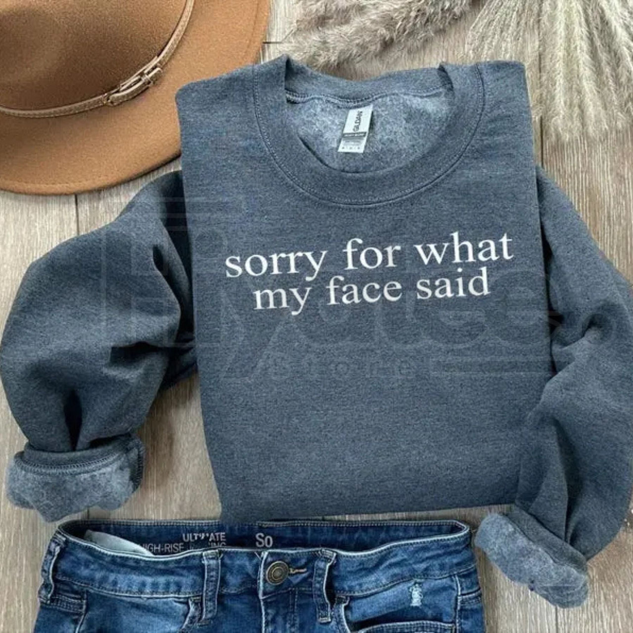 Sorry For What My Face Said Sweatshirt: Sarcastic Funny Crewneck, Relatable Humor Slogan Pullover, Gift for Introverts