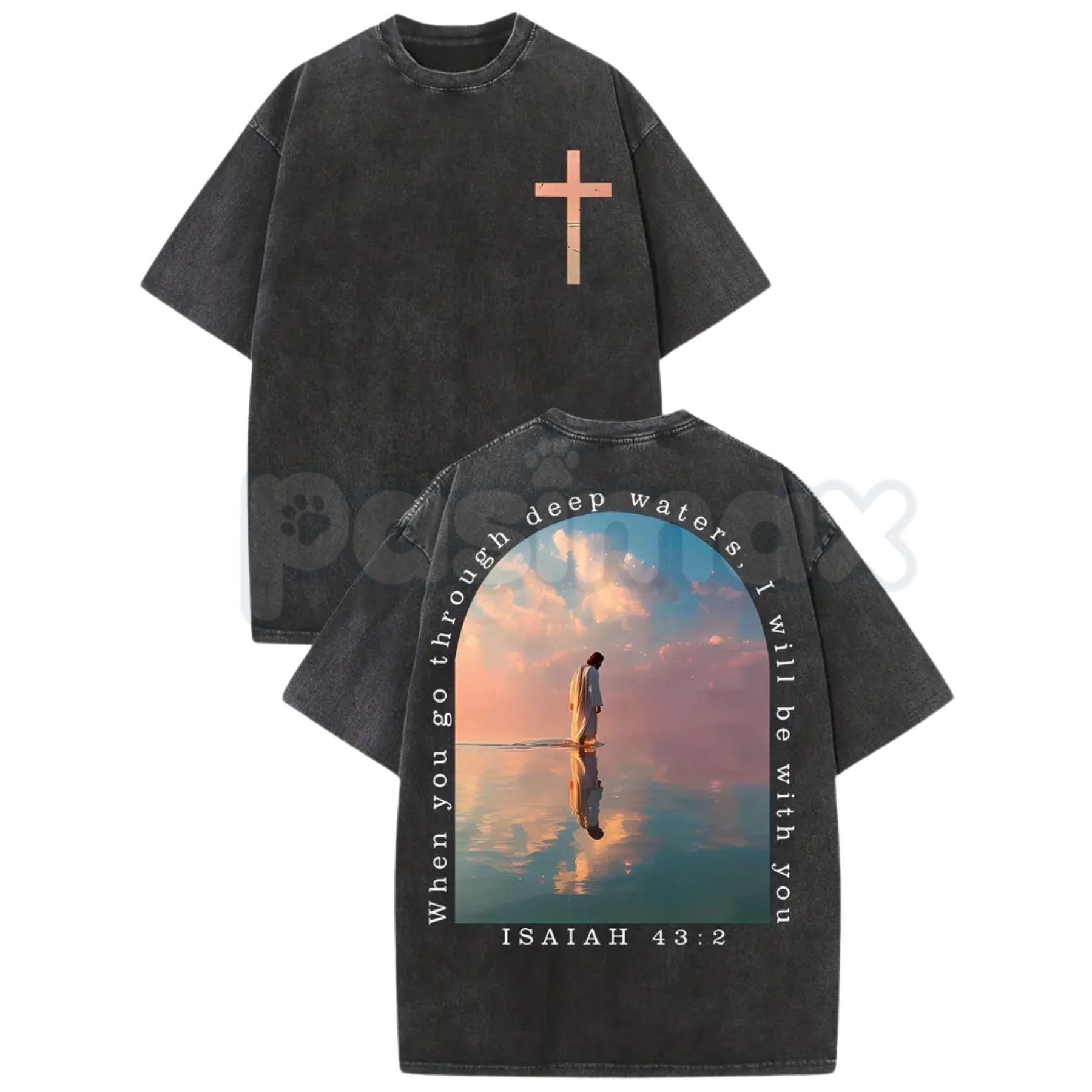 Isaiah Prophecy Cross Tee – 230g Heavyweight Washed Cotton Double-Sided Retro Streetwear Graphic T-Shirt