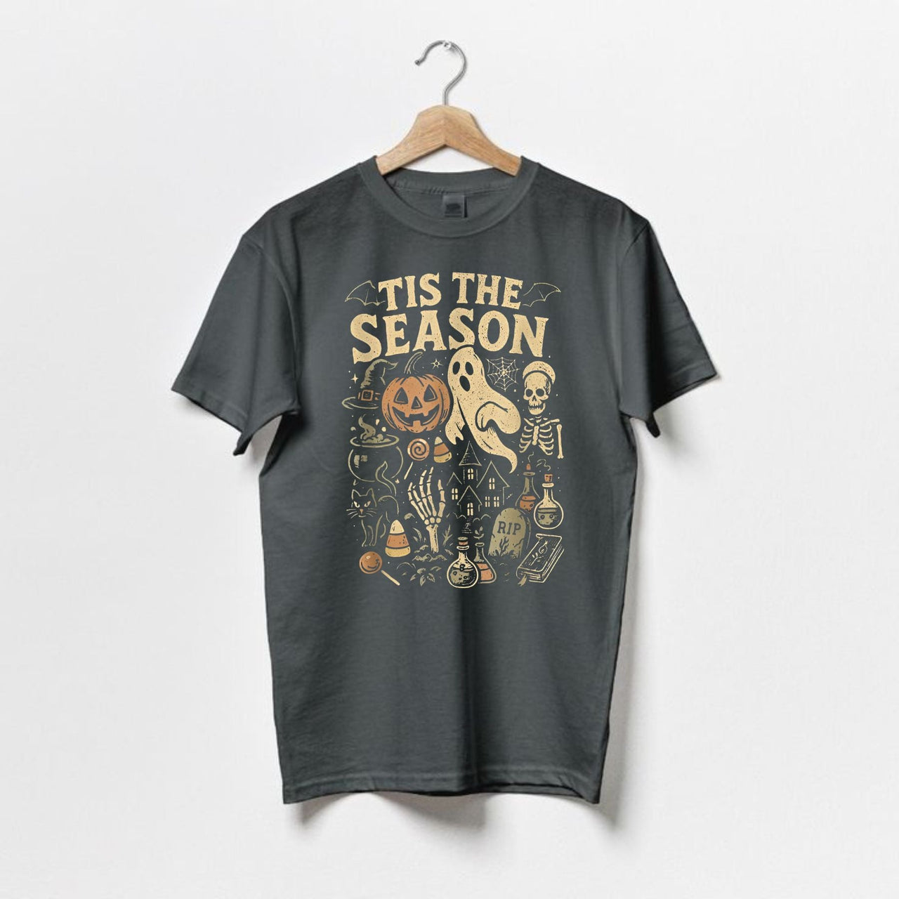Spooky Season Vibes T-Shirt – Halloween Comfort Colors Shirt, Retro Fall Tee, Tis The Season Outfit, Cute Autumn Graphic Top