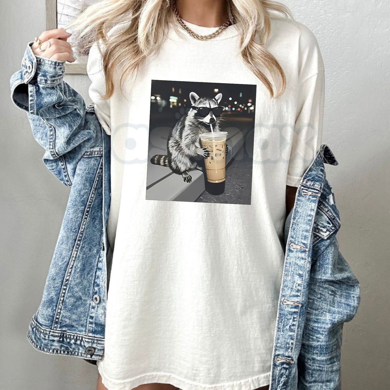 Funny Raccoon Drinking Iced Coffee T-Shirt - Caffeinated Trash Panda Graphic Tee, Relatable Iced Coffee Lover Shirt, Premium Heavyweight Unisex Animal Humor Top, Cute Sarcastic Raccoon Gift, Trendy Caffeinated Animal Streetwear
