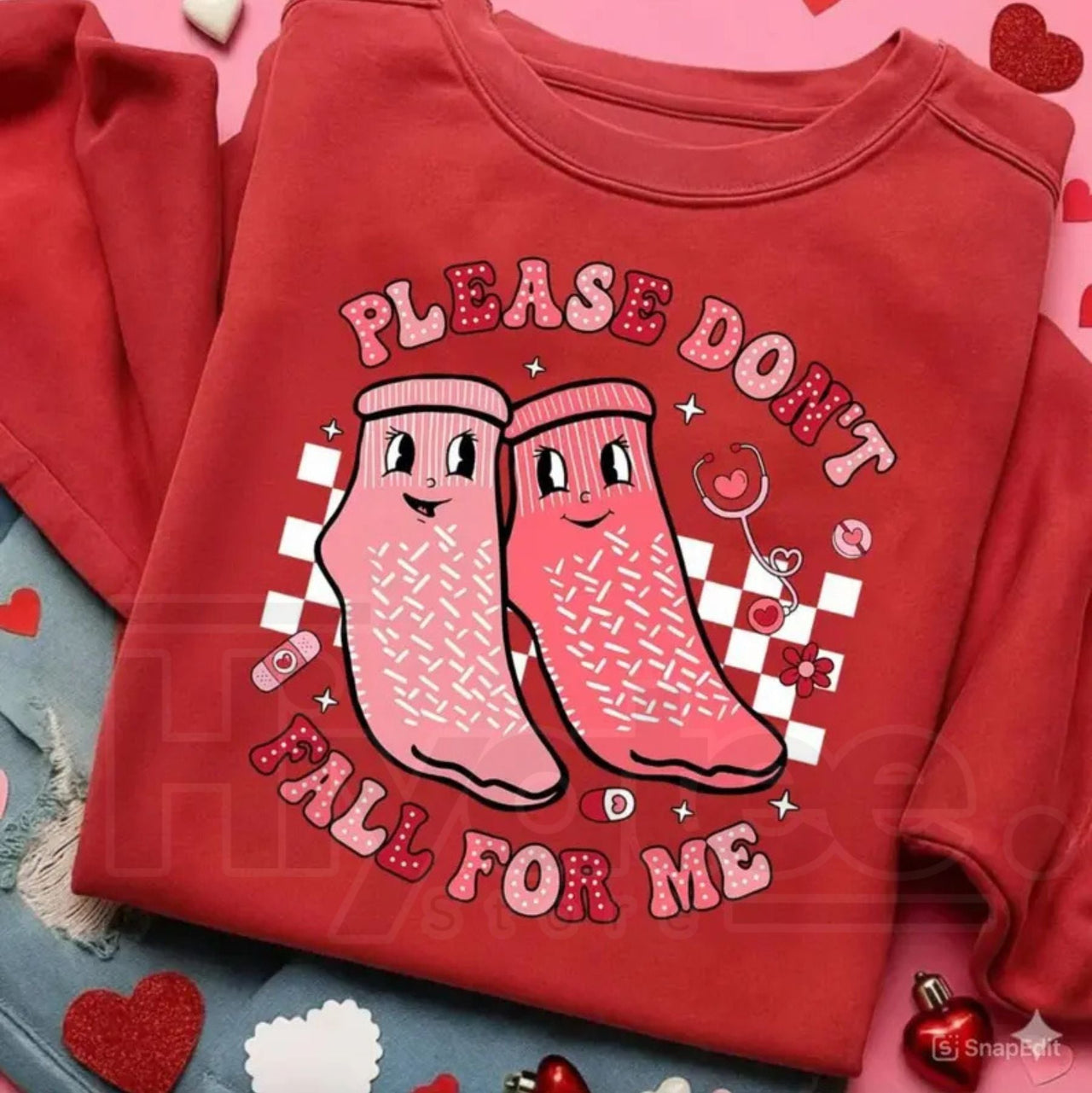 Nurse Valentine's Day Sweatshirt: Please Don't Fall For Me Funny Crewneck