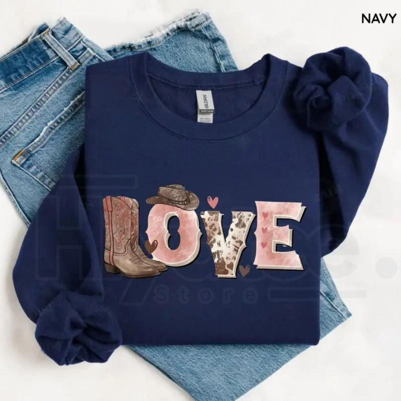 Valentine’s Day Cowboy Sweatshirt: Howdy Love Western Graphic Sweater