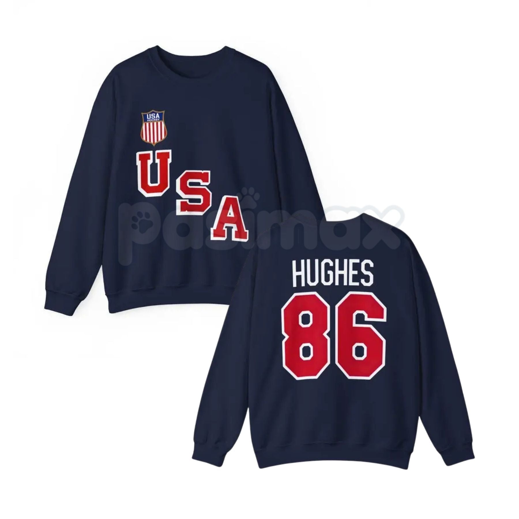 USA Hockey Jack Hughes #86 Sweatshirt | Two Sided Team USA Hockey Crewneck | Jack Hughes #86 Fan Jumper | International Hockey Stars Pullover | Aesthetic Team USA Sports Apparel | Premium Hockey Gift for Fans
