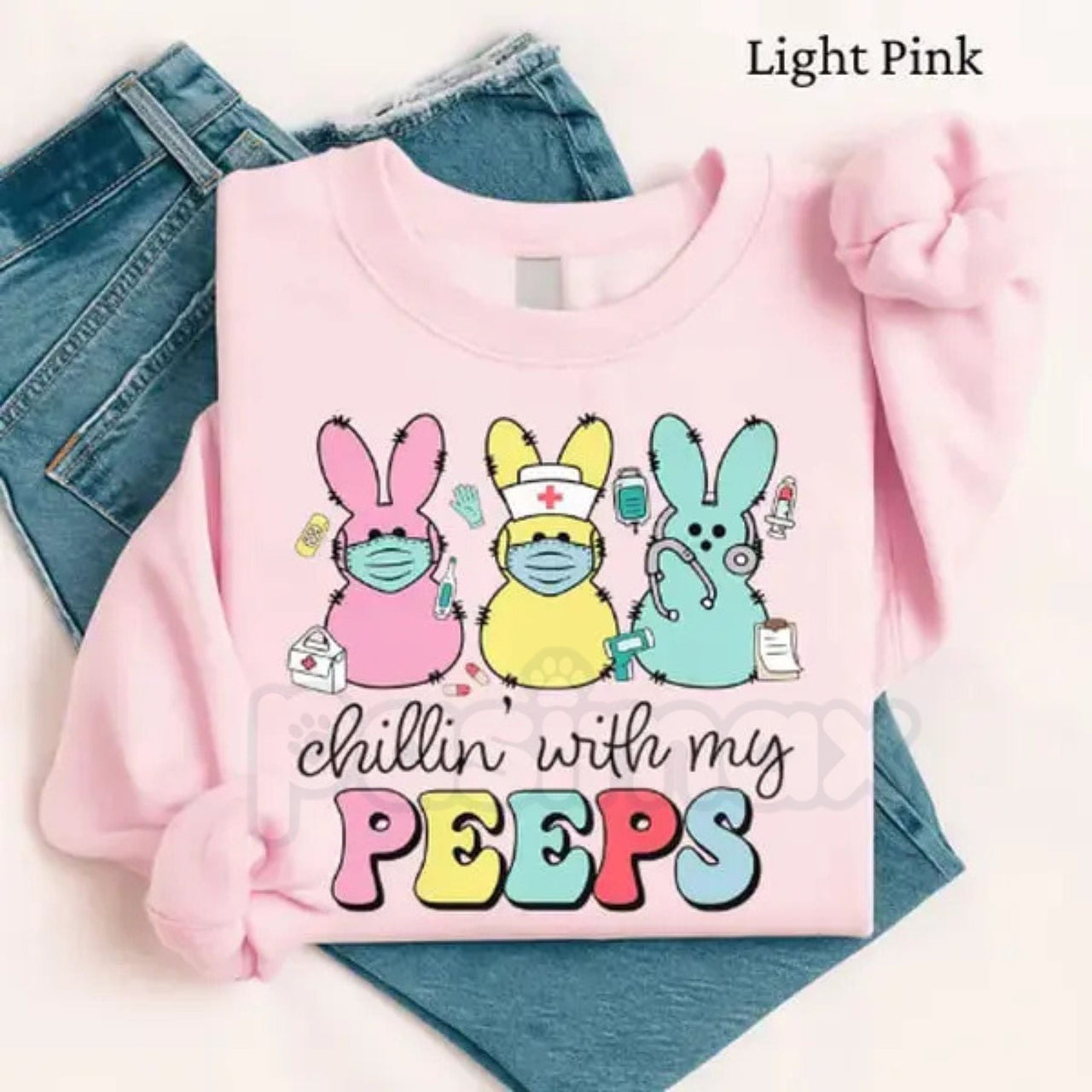 Nurse Easter Sweatshirt | Chillin' With My Peeps Nursing Crewneck | Funny Healthcare Easter Jumper | Registered Nurse Bunny Pullover | LPN NP Easter Graphic Top | Pediatric Nurse Holiday Shirt