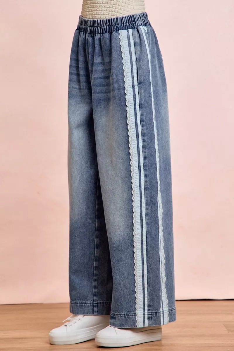 BiBi Washed Lace Contrast Sided Jeans