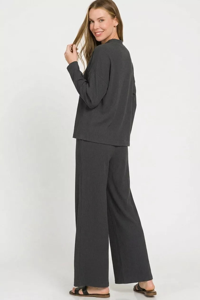 Zenana Viscose Sweater Top & Pants Set