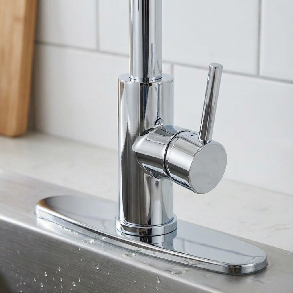 Kitchen Faucet with Pull Down Sprayer Industrial 1 Handle 1 Hole Or 3 Hole Faucet for Farmhouse Camper Laundry Utility Rv Wet Bar Sinks, Stainless Steel, Chrome
