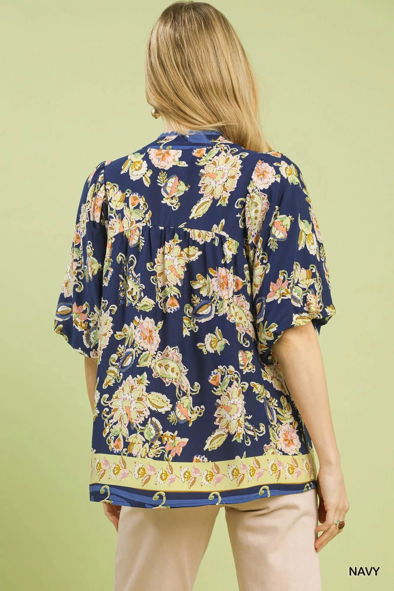 Umgee Apricot Floral Boho Blouse
