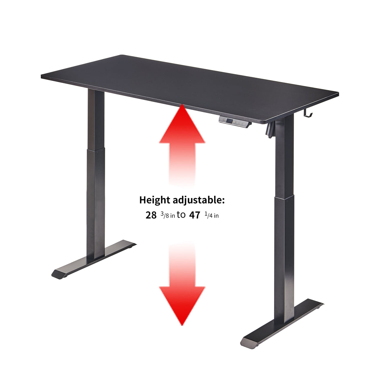 Electric Standing Desk, Adjustable Height Stand up Desk, 24x48 Inches Sit Stand Home Office Desk,Black Frame/Black Top