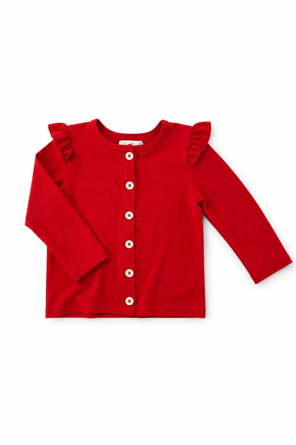 Red Ruffle Cardigan