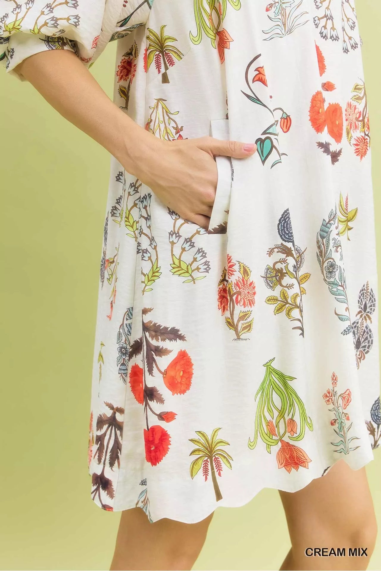 Umgee Floral Encyclopedia Print Mini Dress