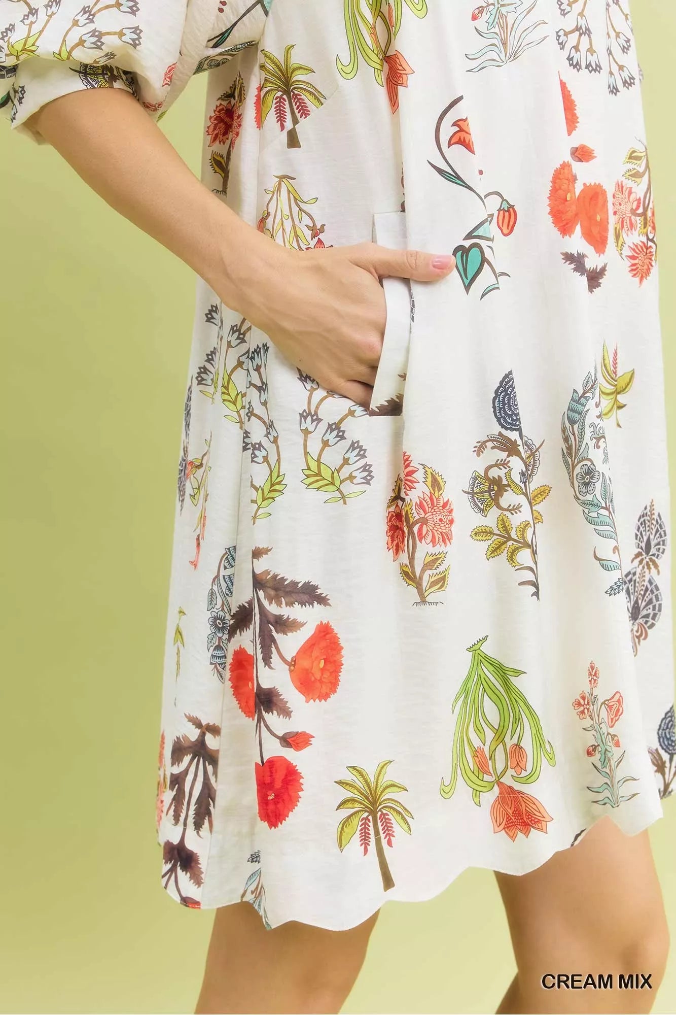 Umgee Floral Encyclopedia Print Mini Dress