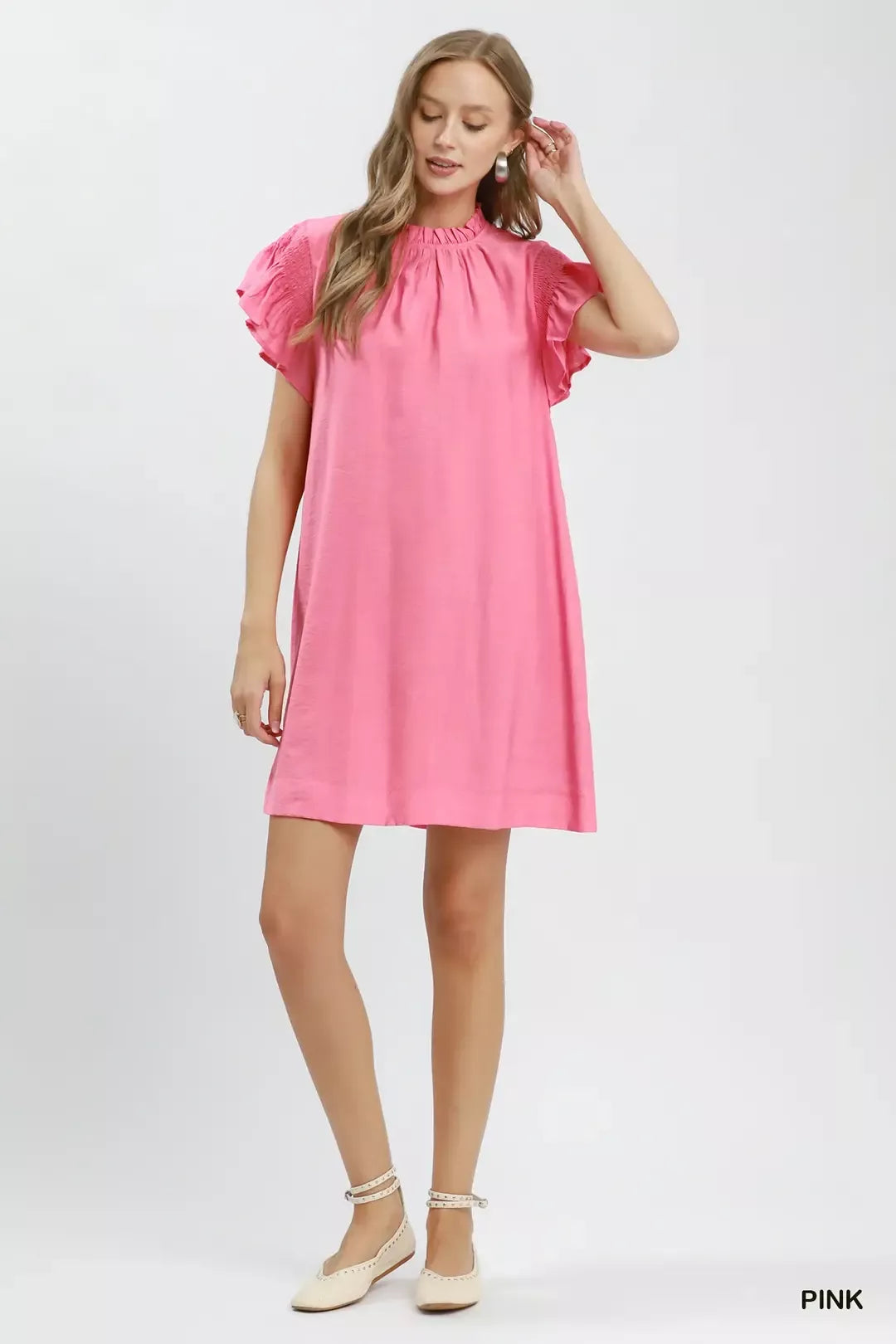 Umgee Ruffle Flutter Sleeve Dress