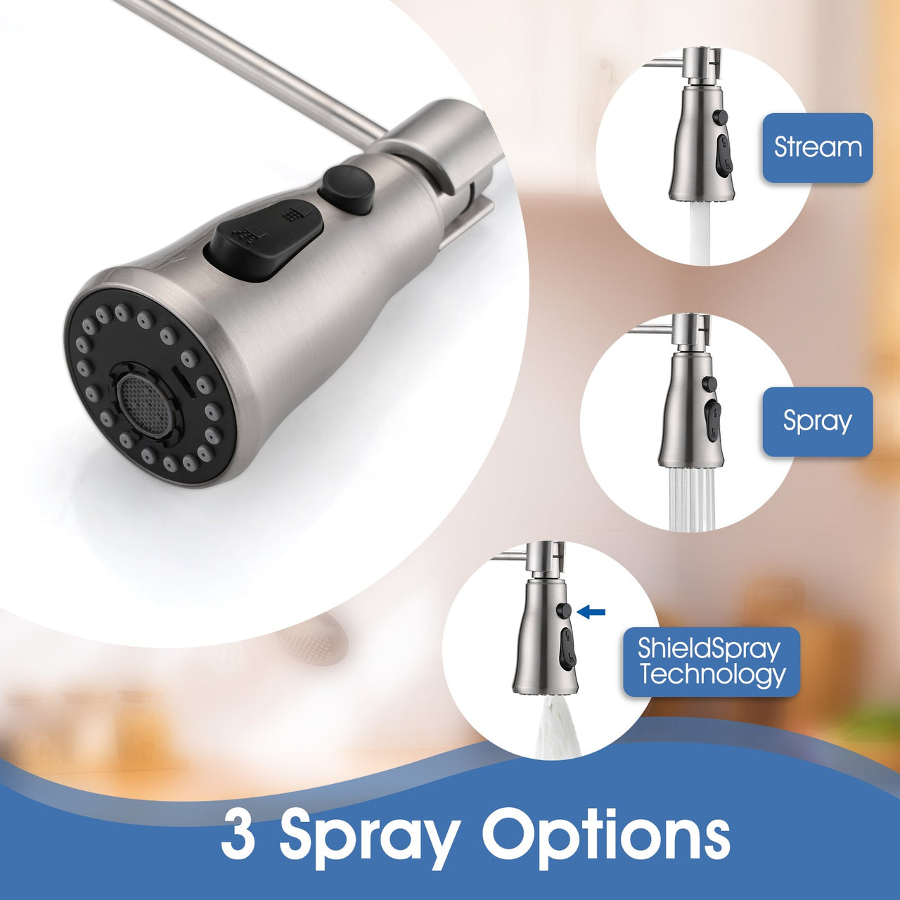 3 Functions Wall Mounted Bridge Kitchen Faucet