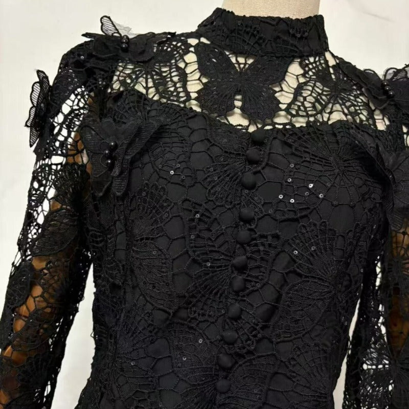 3D Butterfly Lace & Tulle Gown Set(MS223)