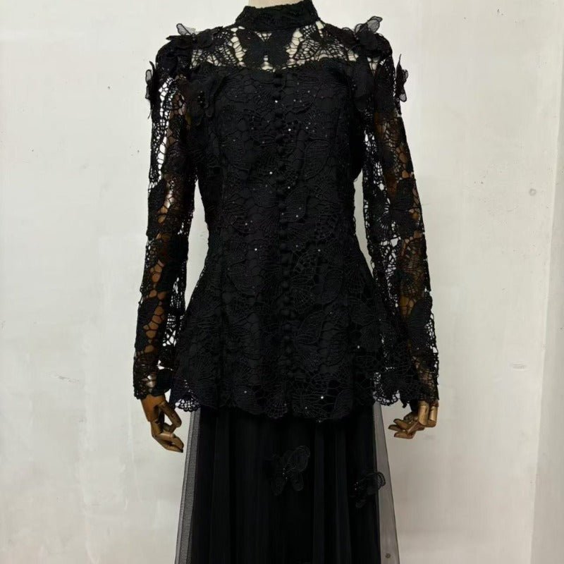 3D Butterfly Lace & Tulle Gown Set(MS223)