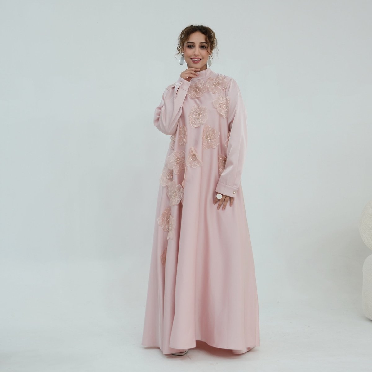 3D Floral Beaded Maxi Dress(MA445)