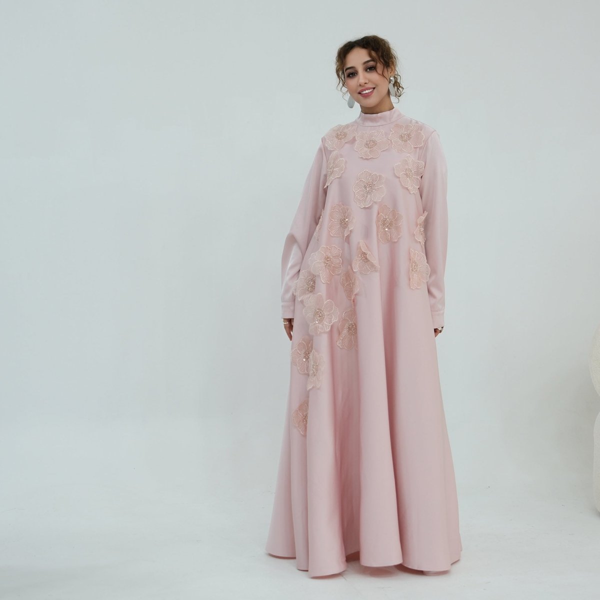 3D Floral Beaded Maxi Dress(MA445)