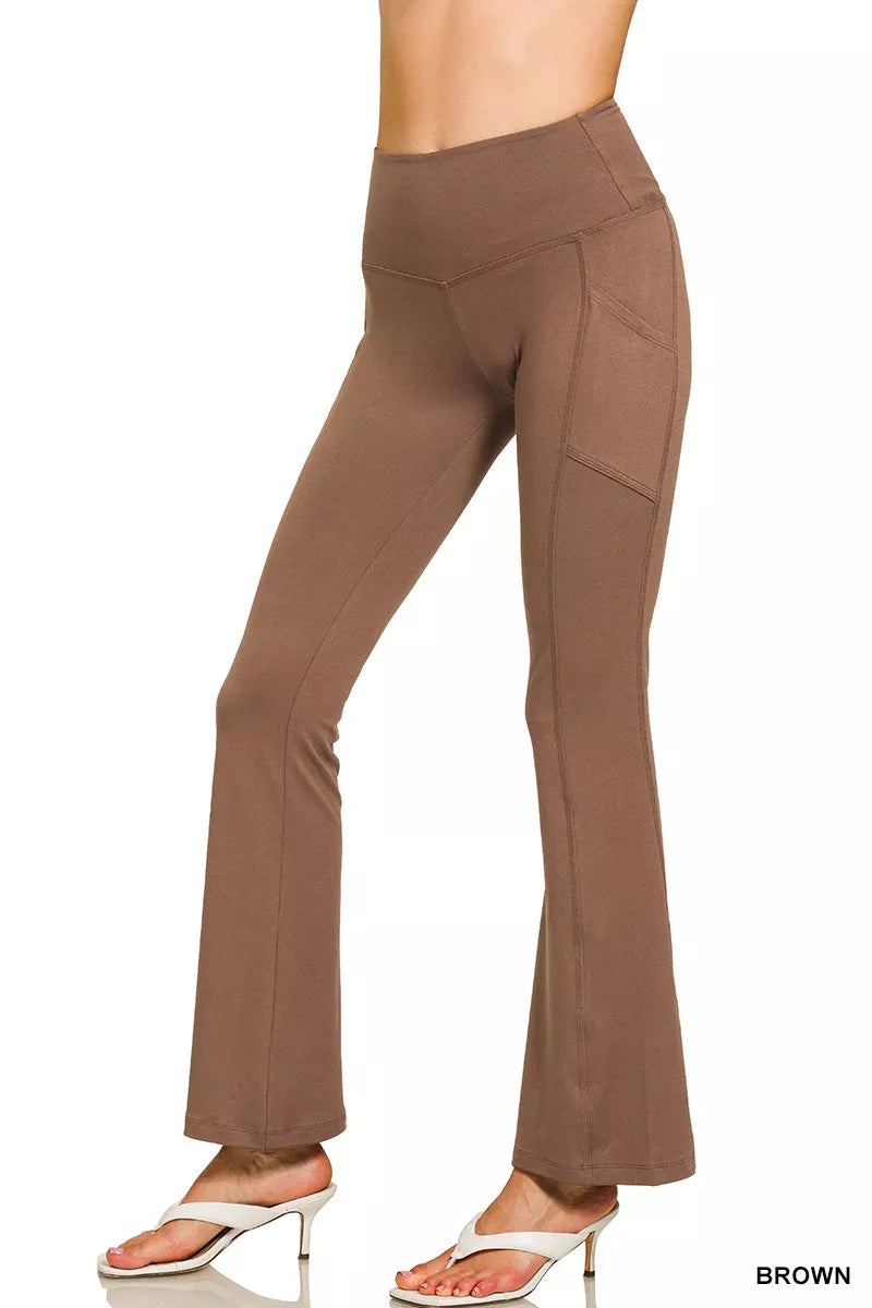 Zenana Brushed Dty Microfiber Flare Pants