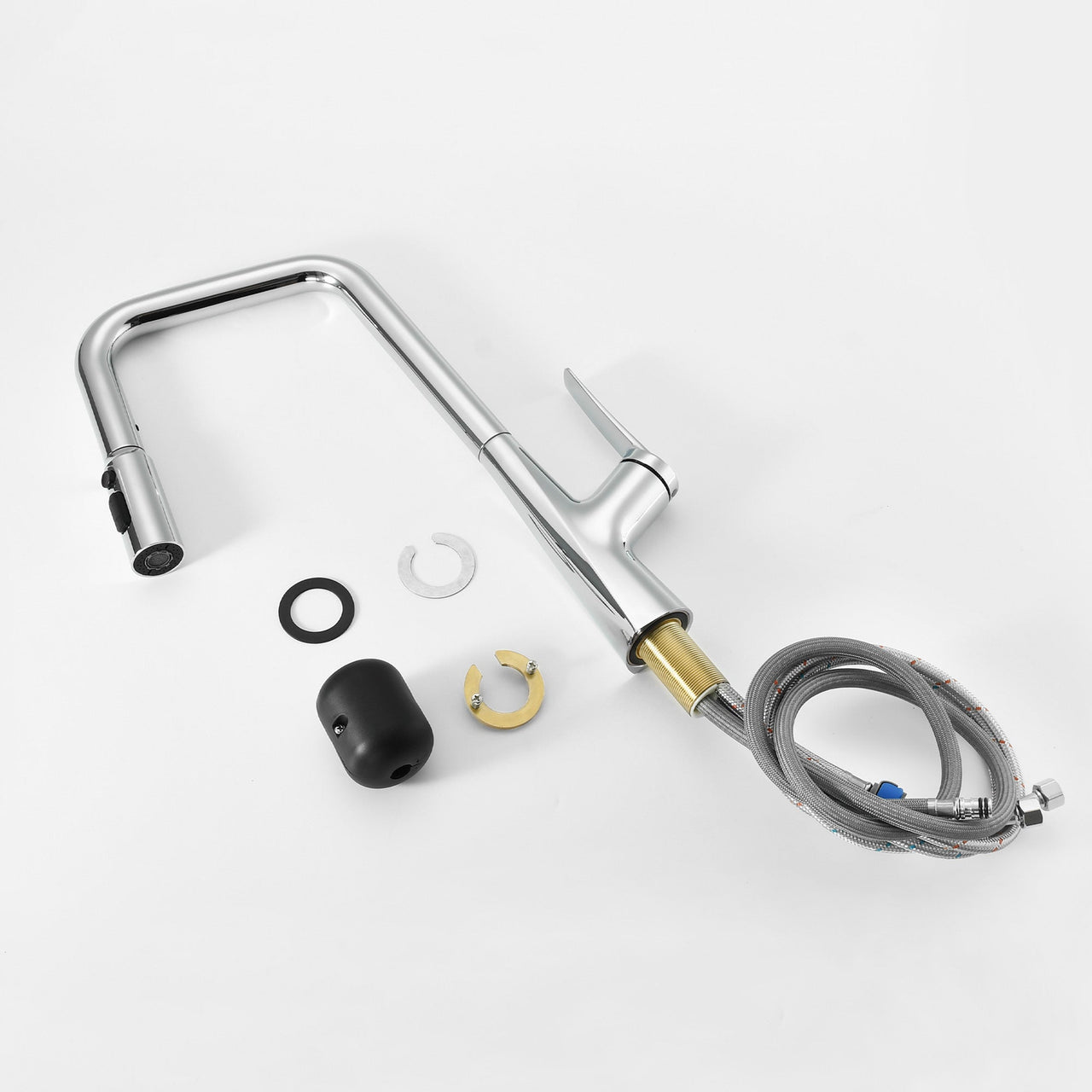 Professional Chrome Kitchen Faucet - 3 Function 360 Sprayer with One Touch Switching, Metal Construction