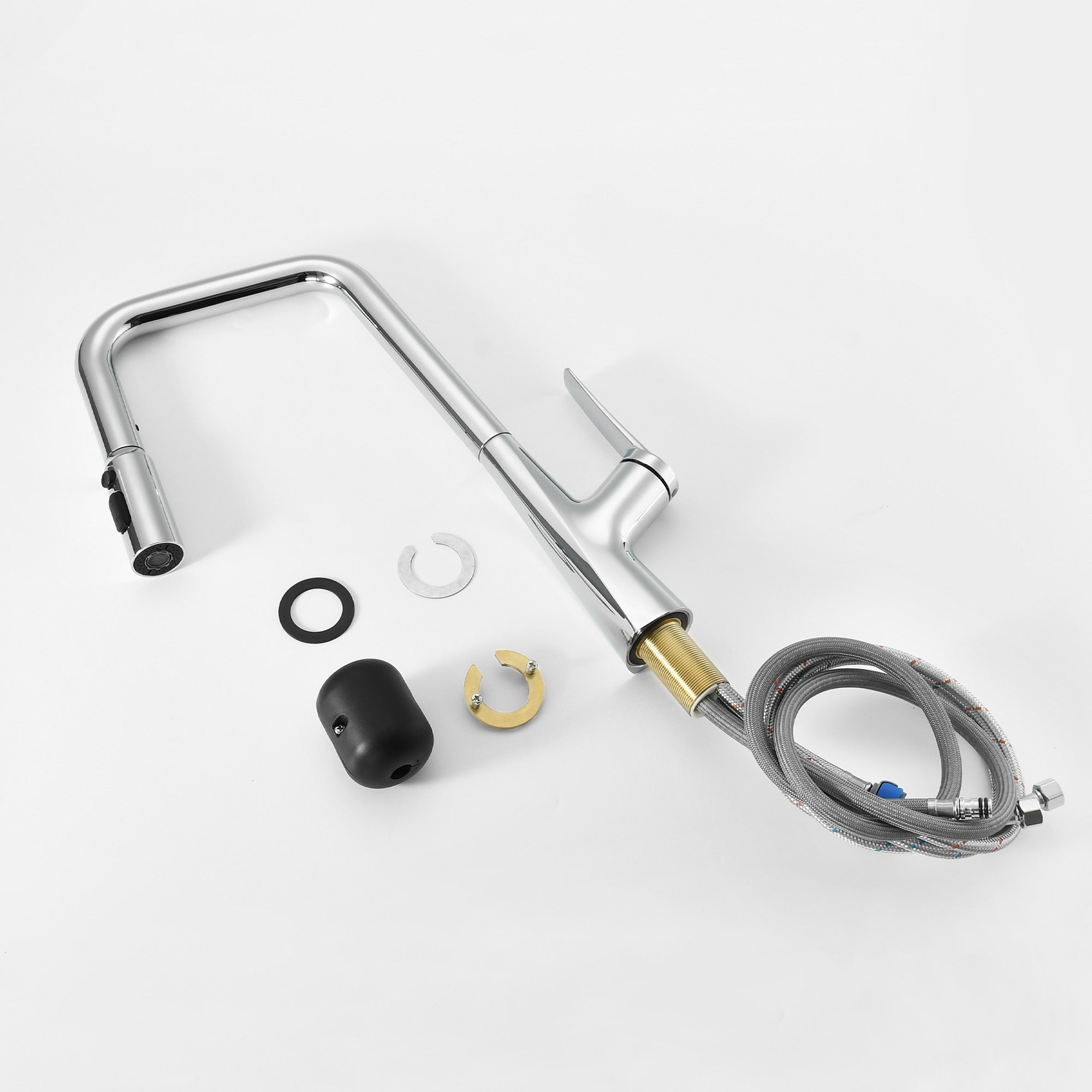 Professional Chrome Kitchen Faucet - 3 Function 360 Sprayer with One Touch Switching, Metal Construction