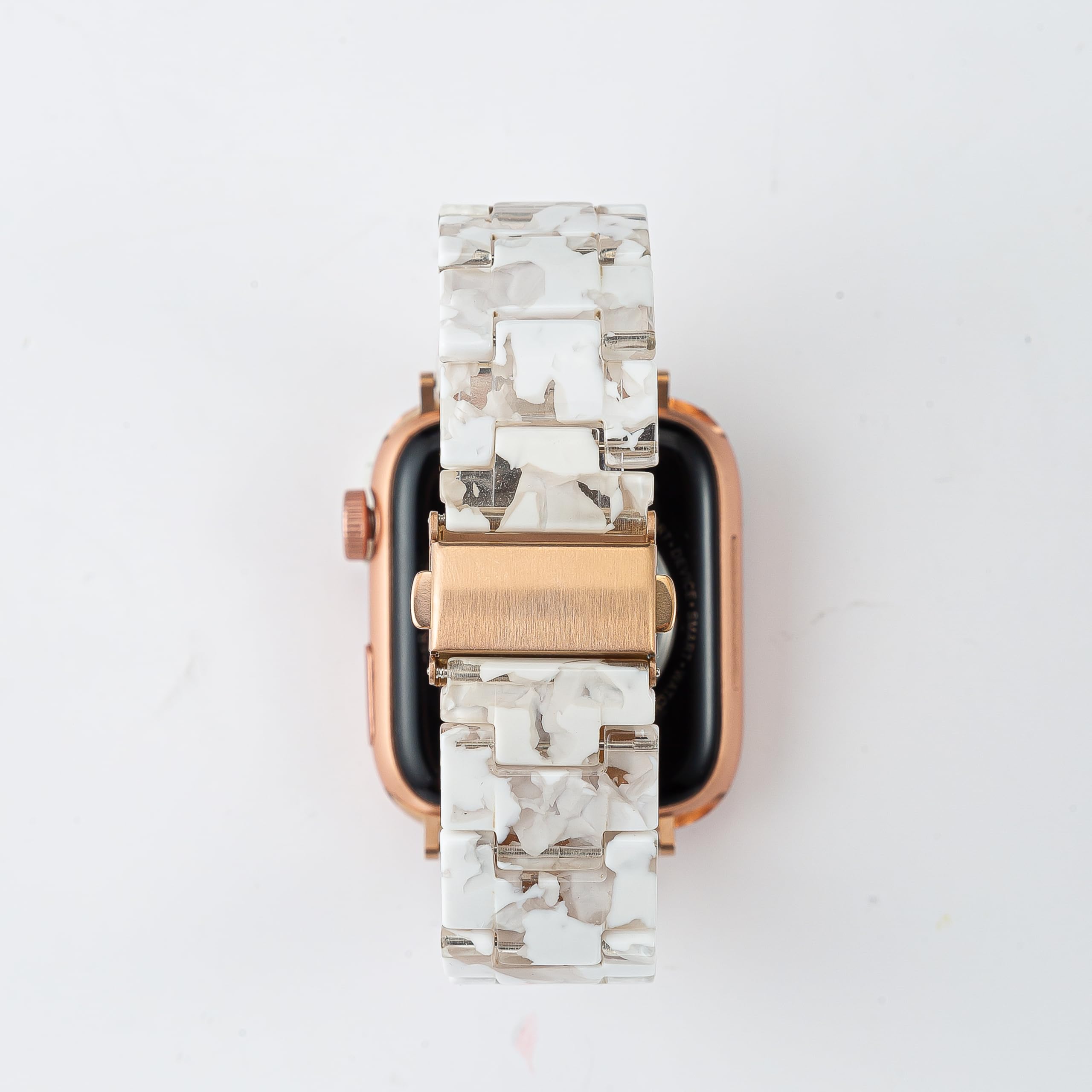 Compatible Apple Watch Bands Resin Apple Watch Bands for Women Tortoise Shell Apple Watch Band Tortoise Apple Watch Bands for Women Resin Watch Band Apple Watch Ceramic Apple Watch Band (Marble Rose Gold Apple)