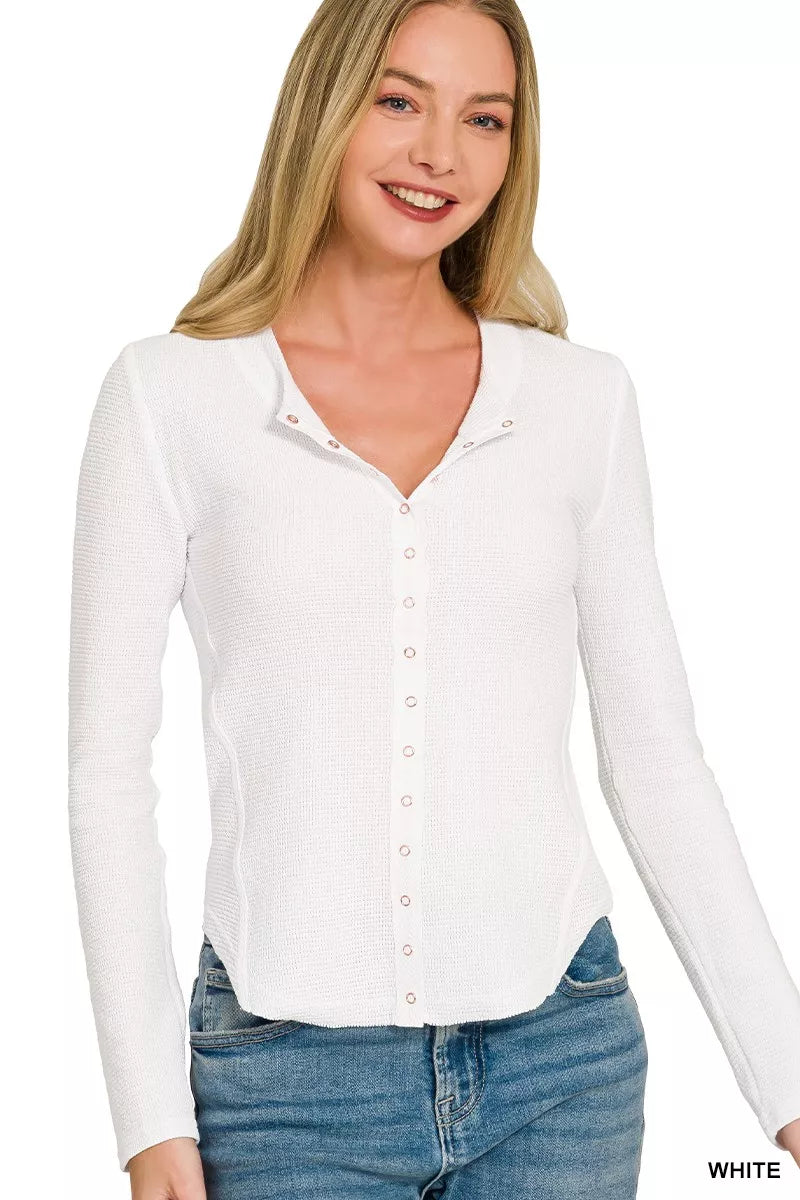Zenana Double Knit Snap Button Shirts