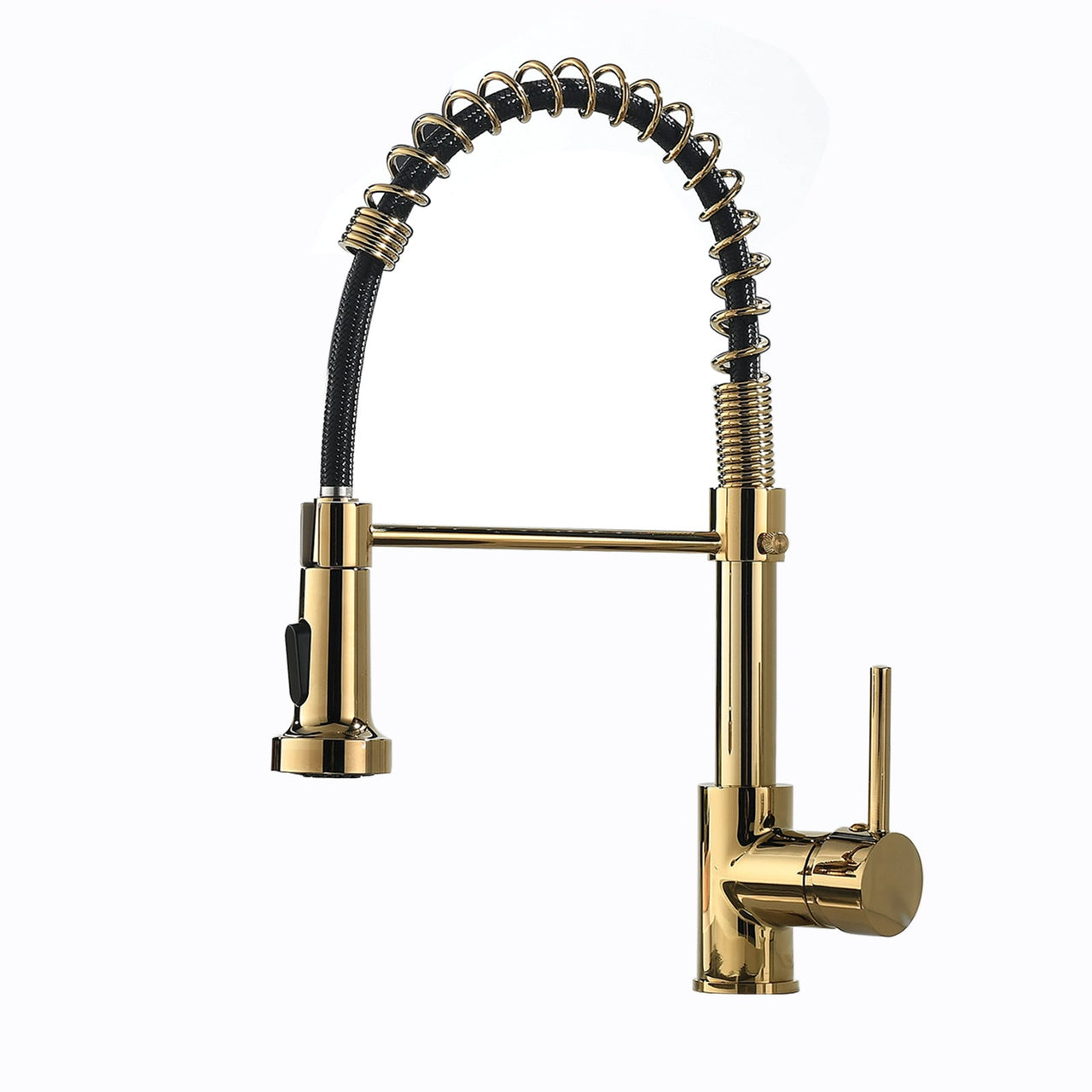 Commercial Black and Gold Kitchen Faucet with Pull Down Sprayer, Single Handle Single Lever Kitchen Sink Faucet