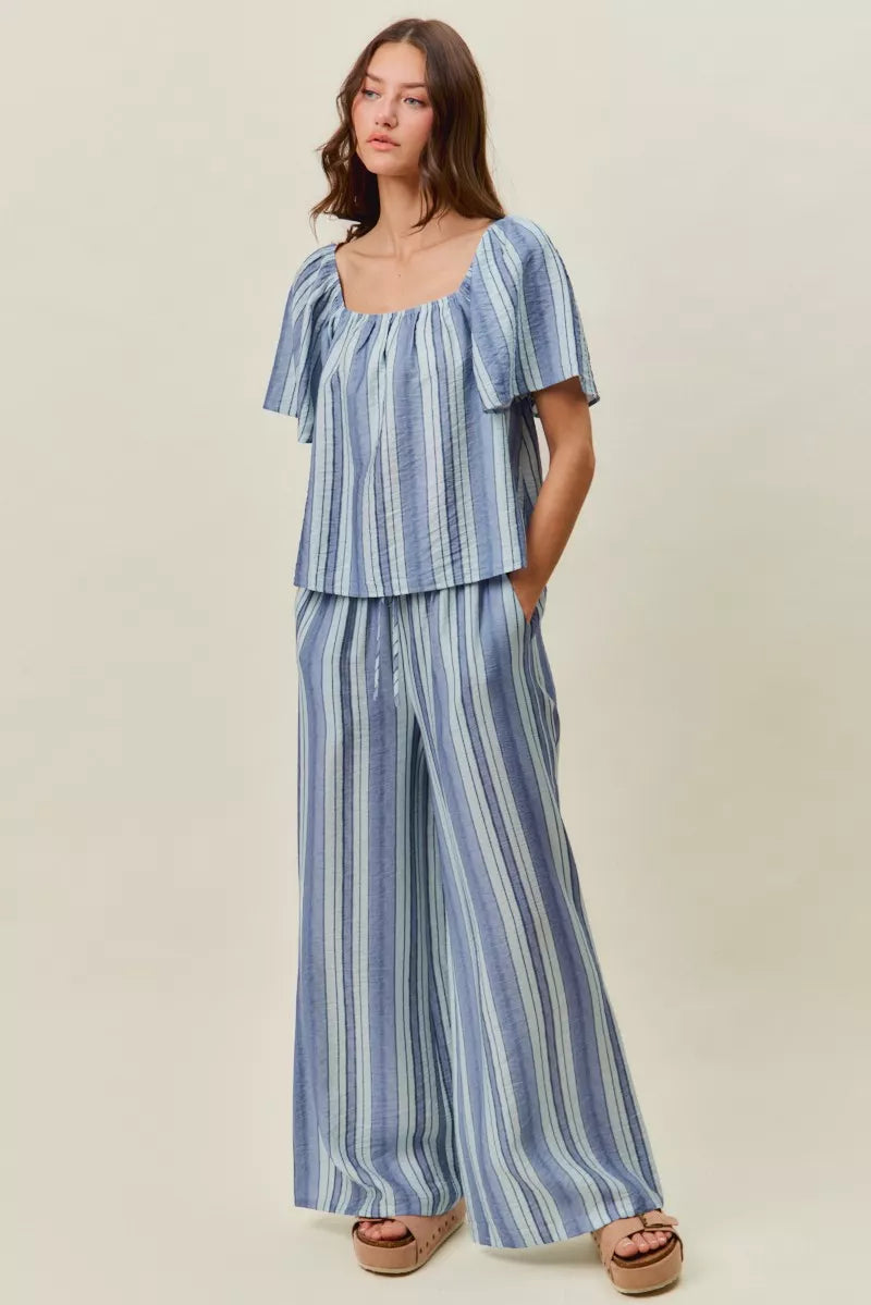 SO ME Stripe Wide Leg Pull On Pants
