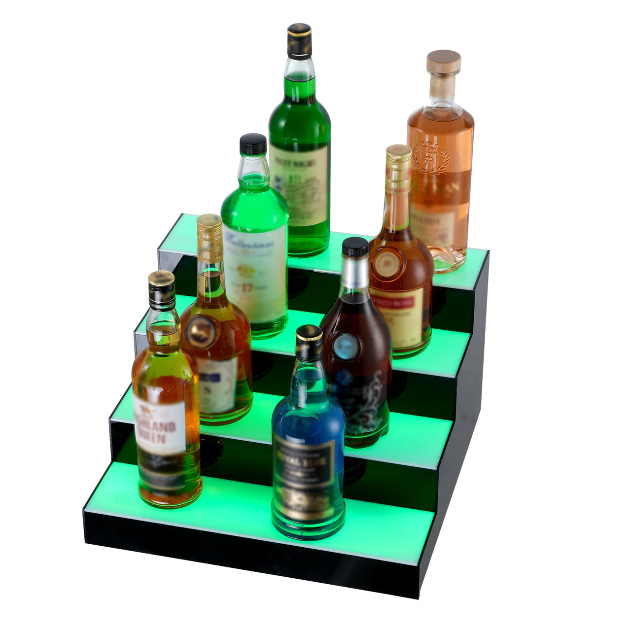 LED Lighted Liquor Bottle Display Bar Shelf RF & App Control 16' 4-Step