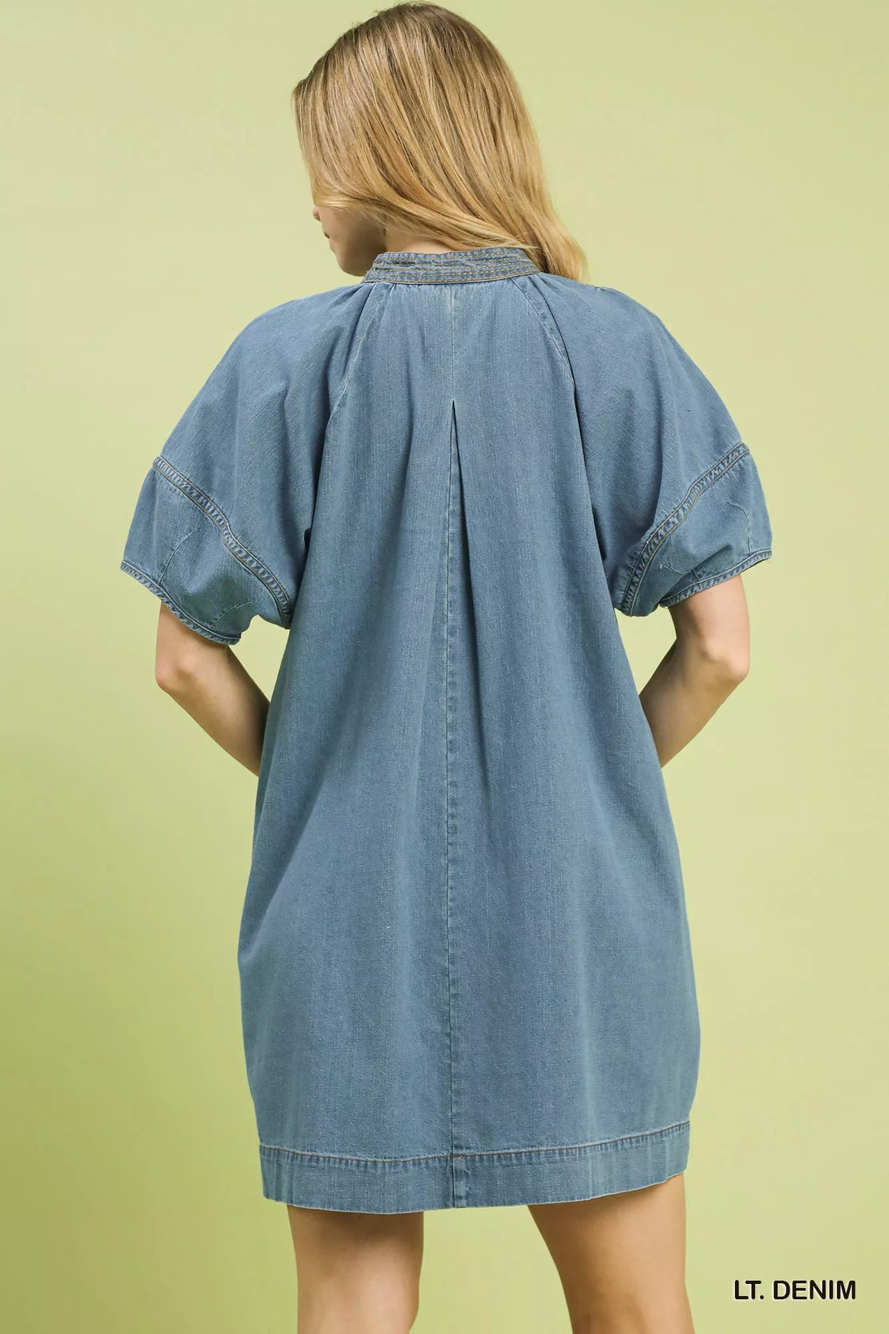Umgee Denim Mini Dress with Contrast Thread