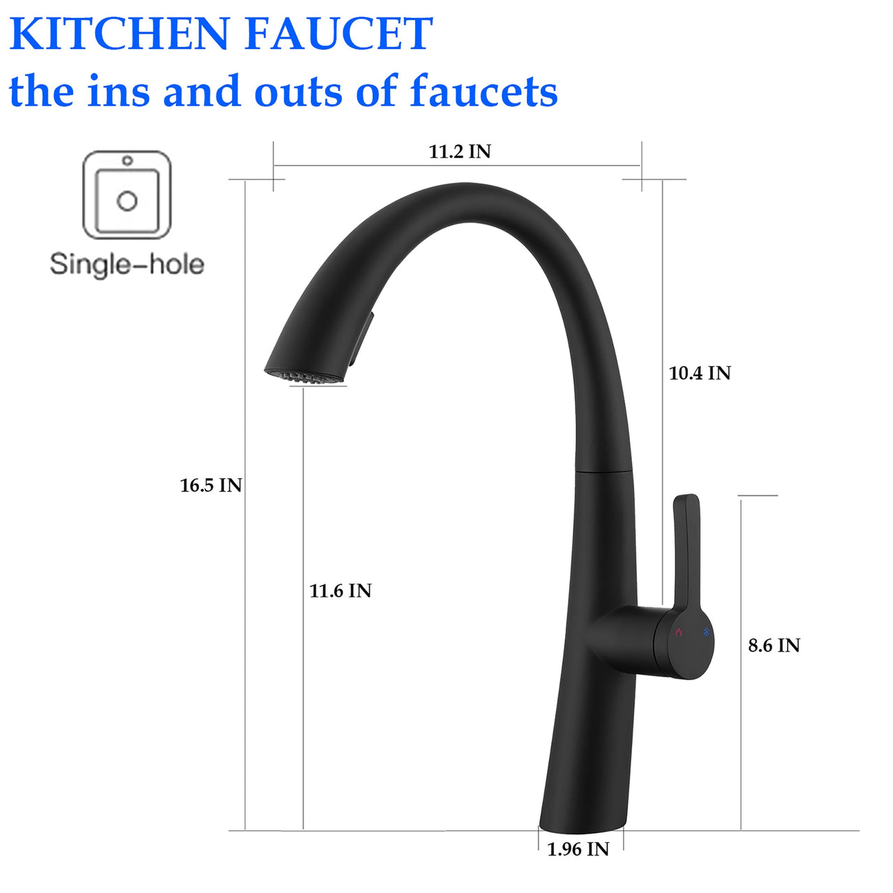 Matte Black High-Arc Stainless Steel Pull Out Kitchen Faucet with Dual Modes and 360-Degree Rotation