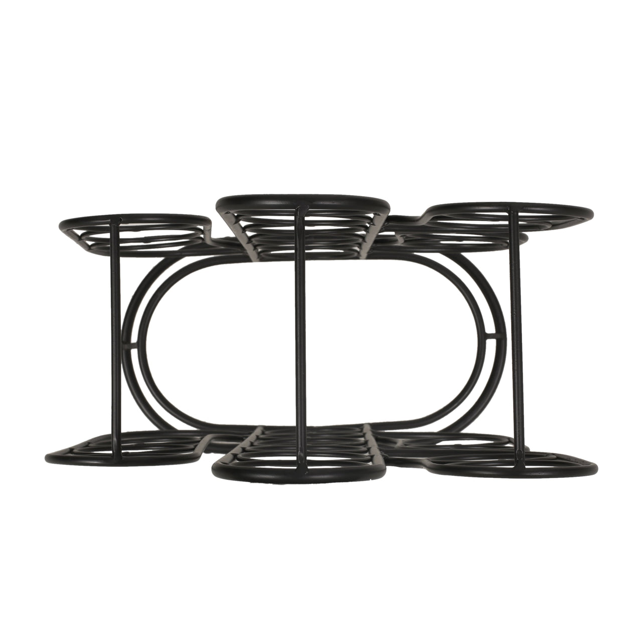 Modern Industrial Tabletop Wine Rack with Cactus Design in Black Metal for 13 Bottles