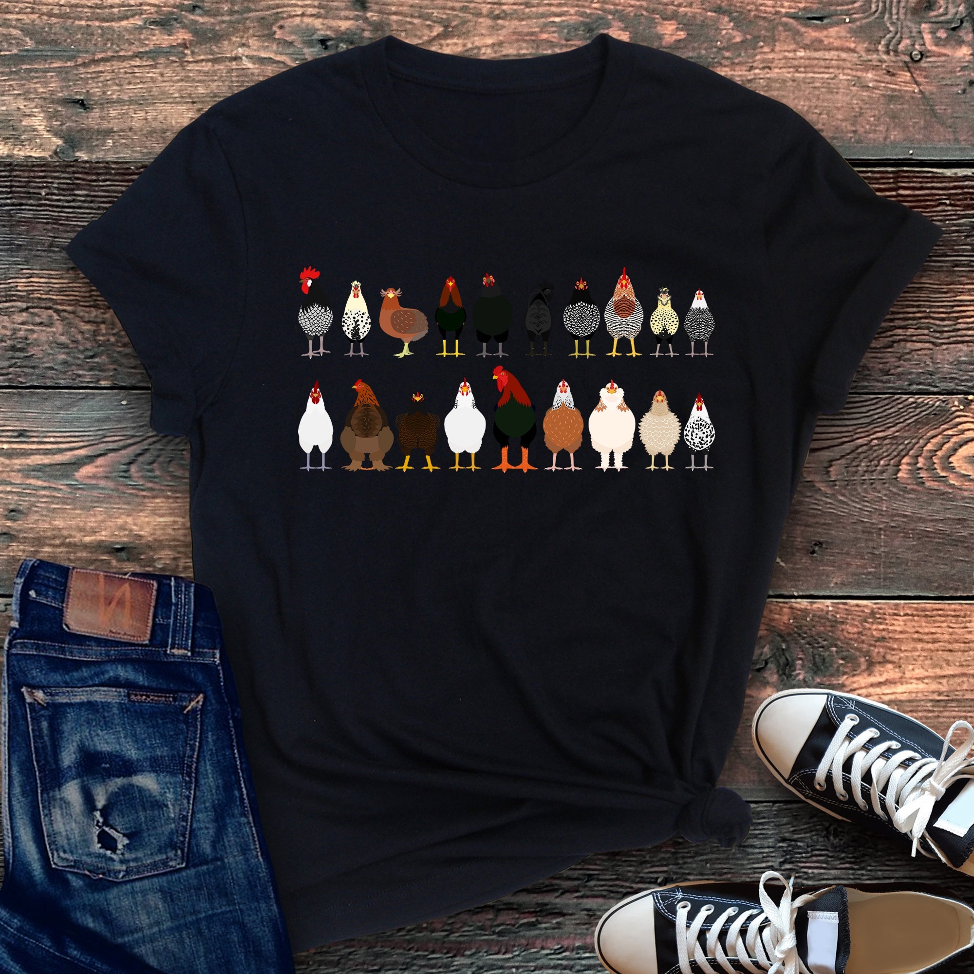Chicken Lovers Premium Soft Cotton Farm Animal Illustration Breeds Showpiece Graphic Tee