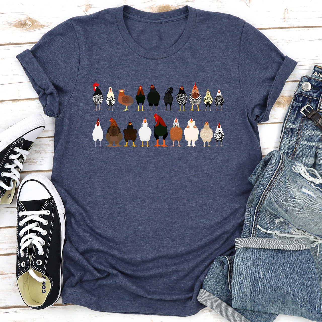 Chicken Lovers Premium Soft Cotton Farm Animal Illustration Breeds Showpiece Graphic Tee