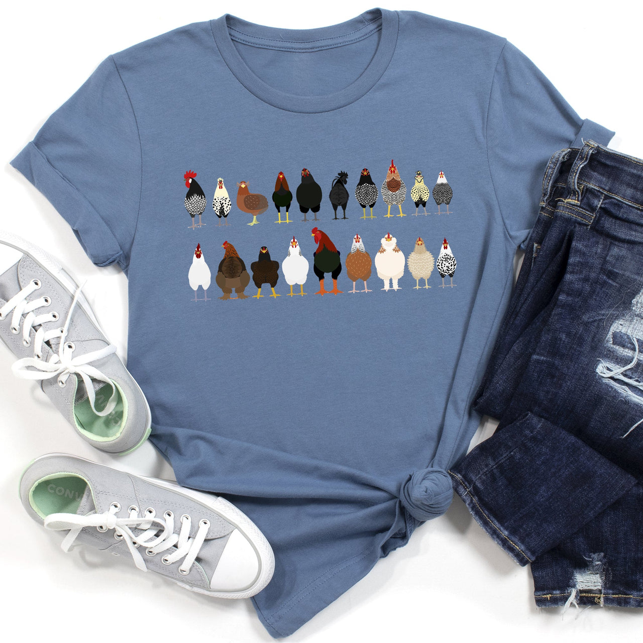 Chicken Lovers Premium Soft Cotton Farm Animal Illustration Breeds Showpiece Graphic Tee