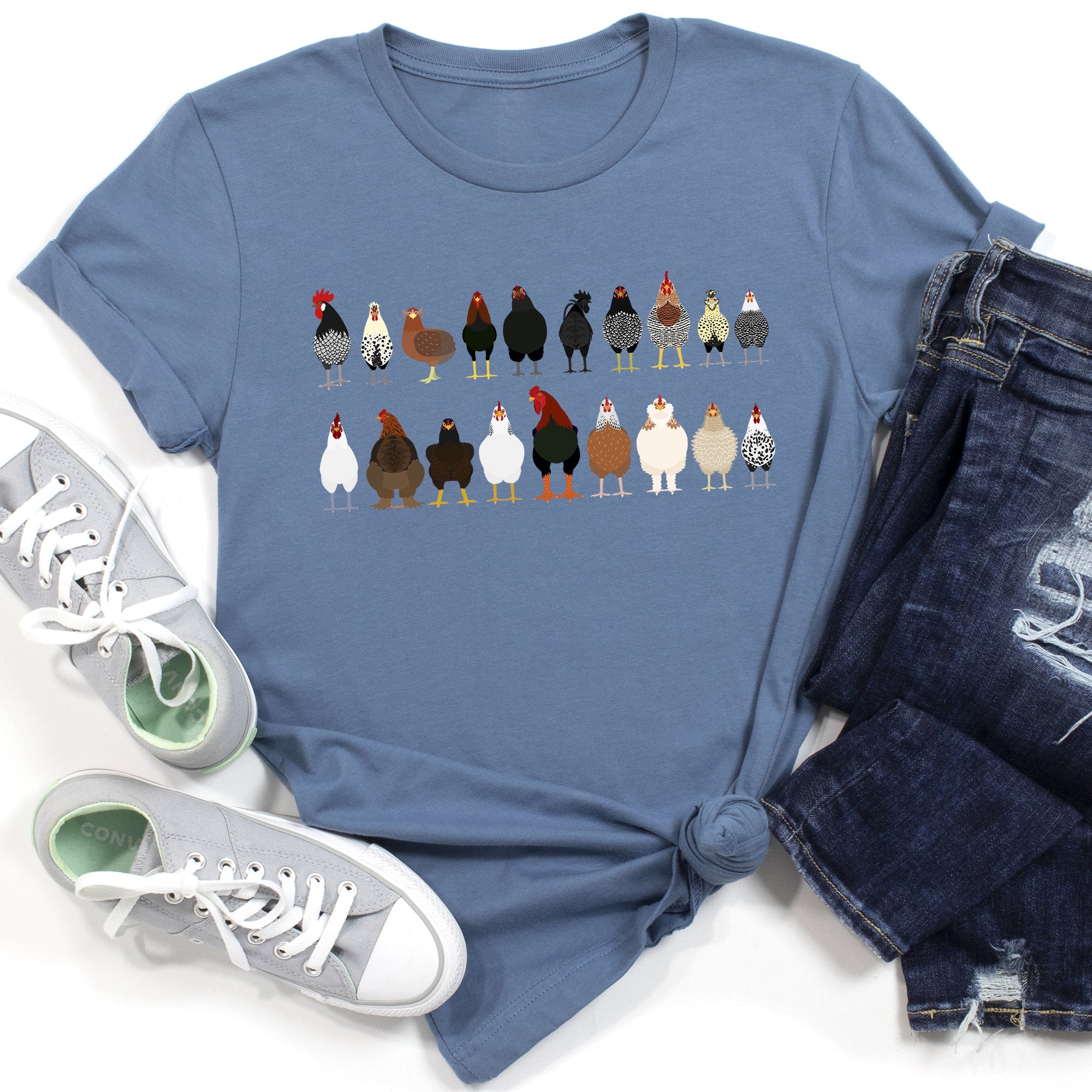 Chicken Lovers Premium Soft Cotton Farm Animal Illustration Breeds Showpiece Graphic Tee