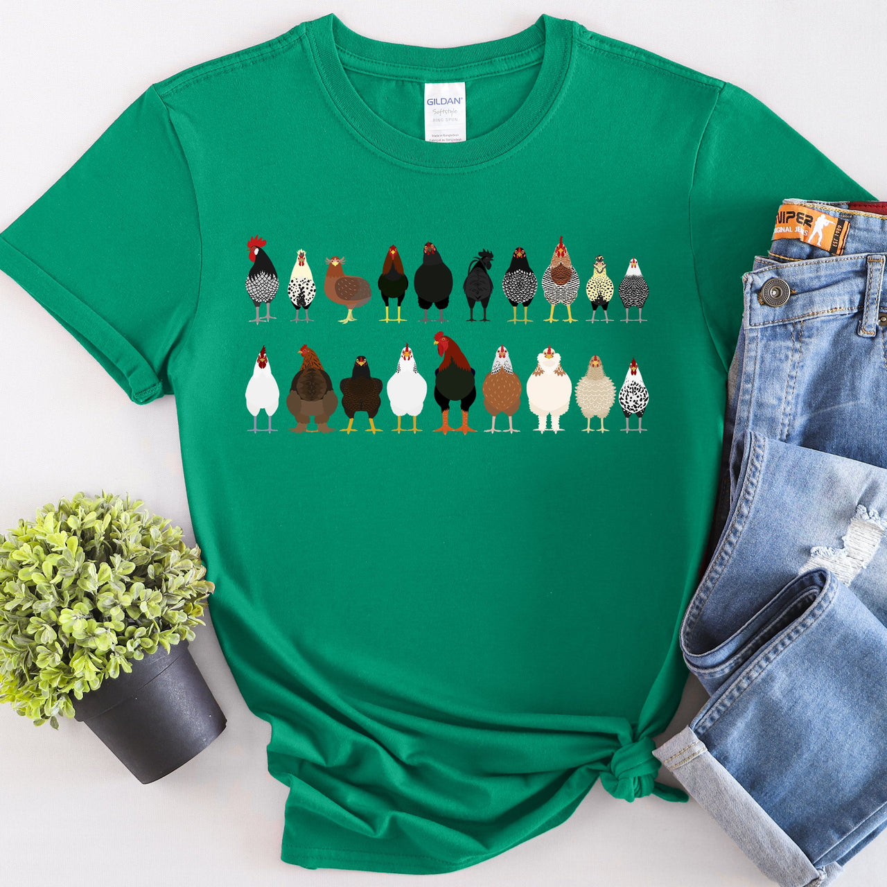 Chicken Lovers Premium Soft Cotton Farm Animal Illustration Breeds Showpiece Graphic Tee