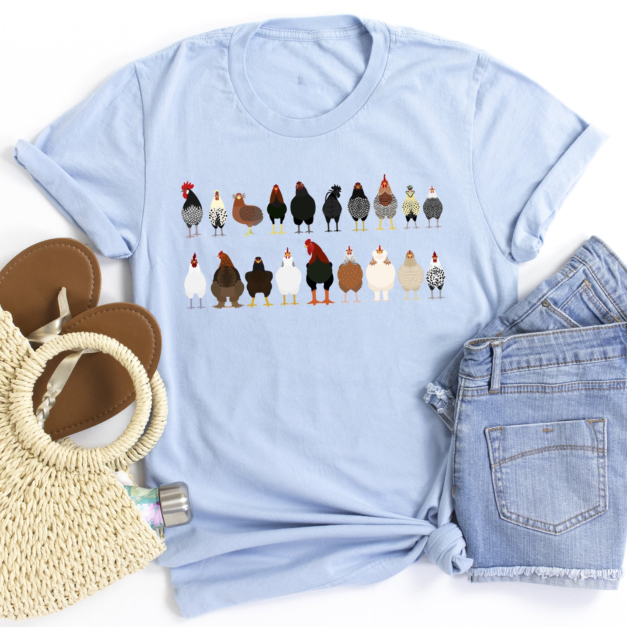 Chicken Lovers Premium Soft Cotton Farm Animal Illustration Breeds Showpiece Graphic Tee