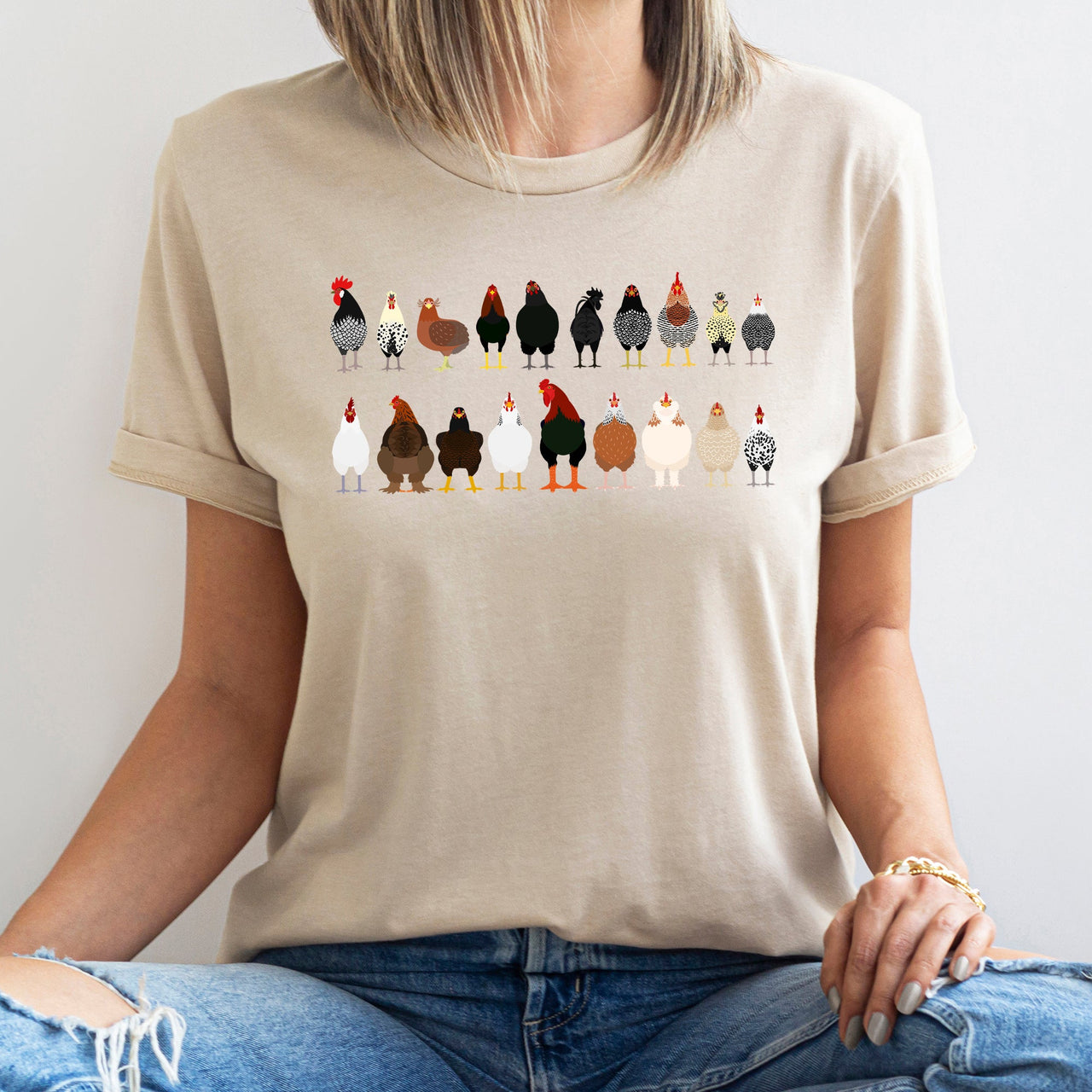 Chicken Lovers Premium Soft Cotton Farm Animal Illustration Breeds Showpiece Graphic Tee