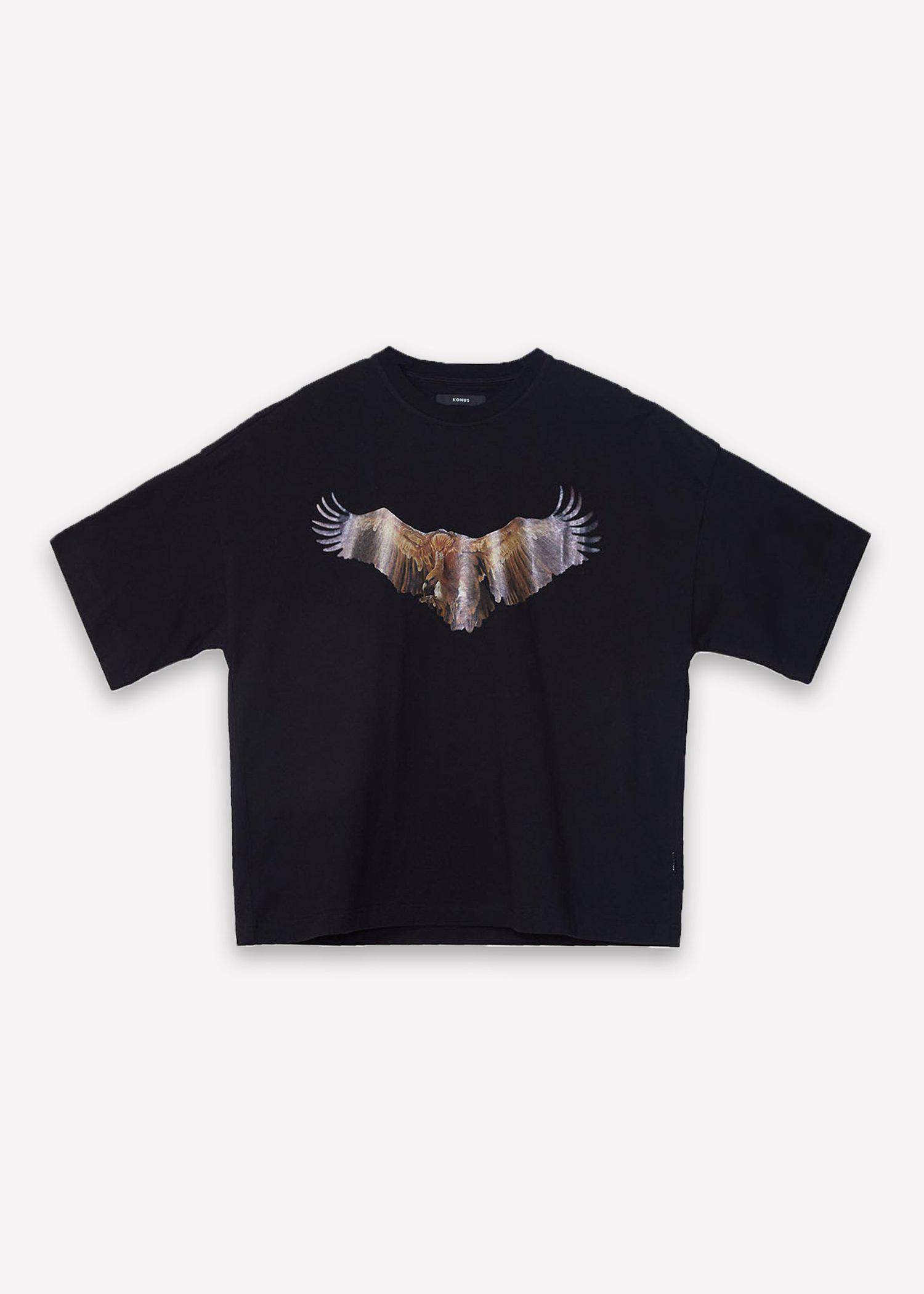 Konus Men's Oversized Vulture Graphic Tee in Black